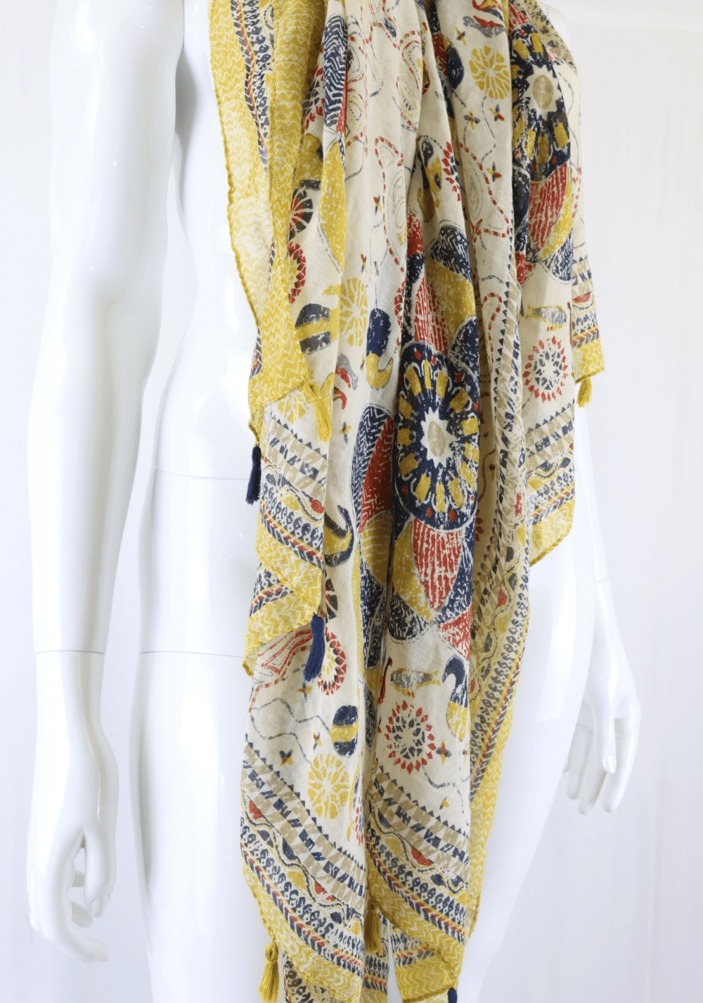 Boutique Mustard And Blue Scarf