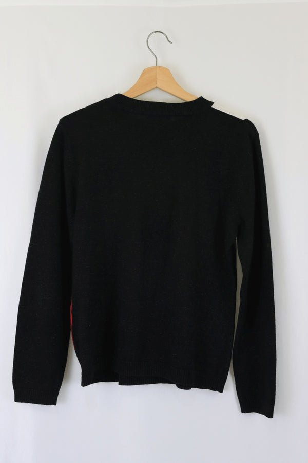 Noni B Black, White And Red Jumper S - Reluv Clothing Australia