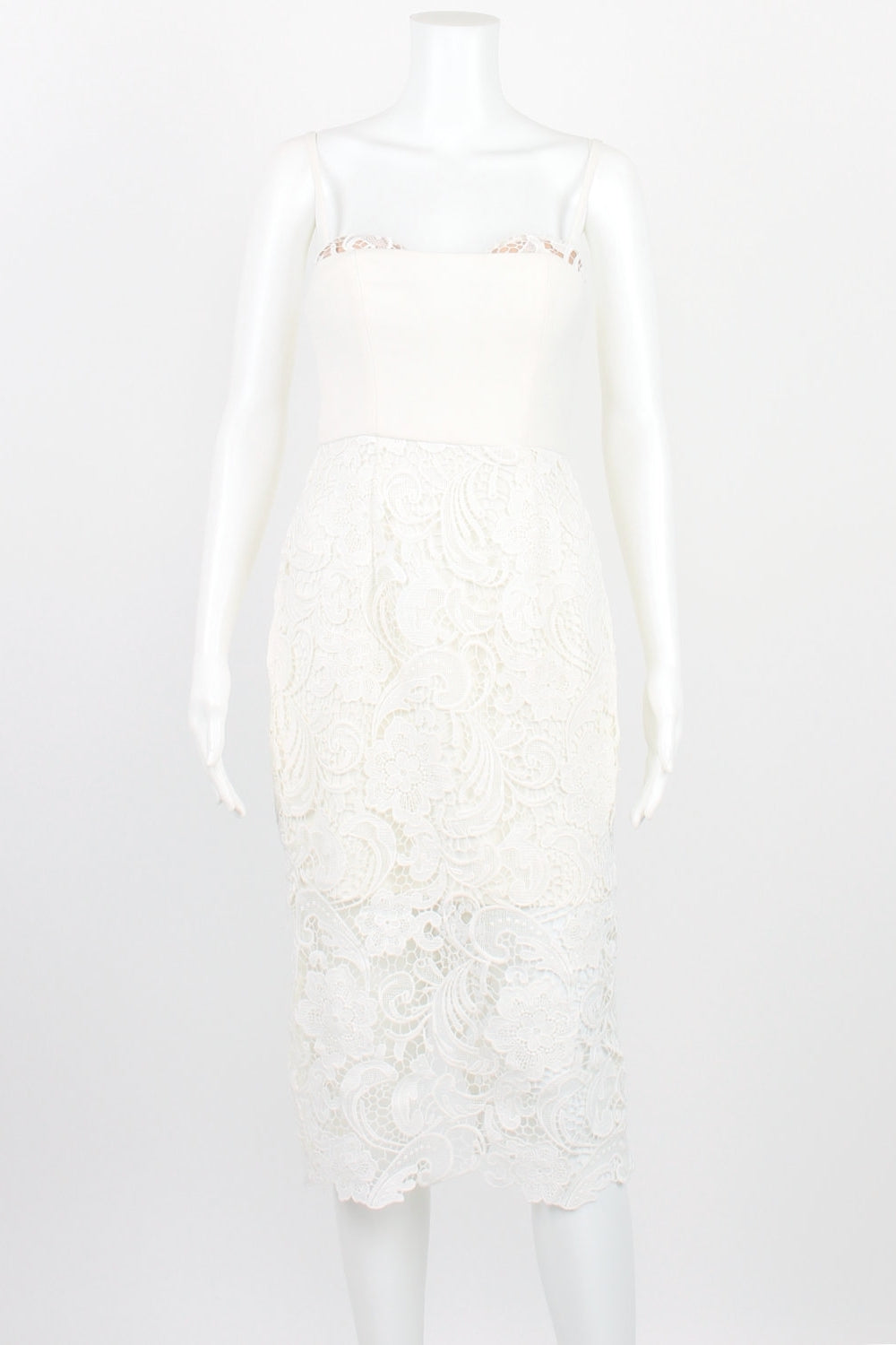 Love Honor White Lace Midi Dress 8