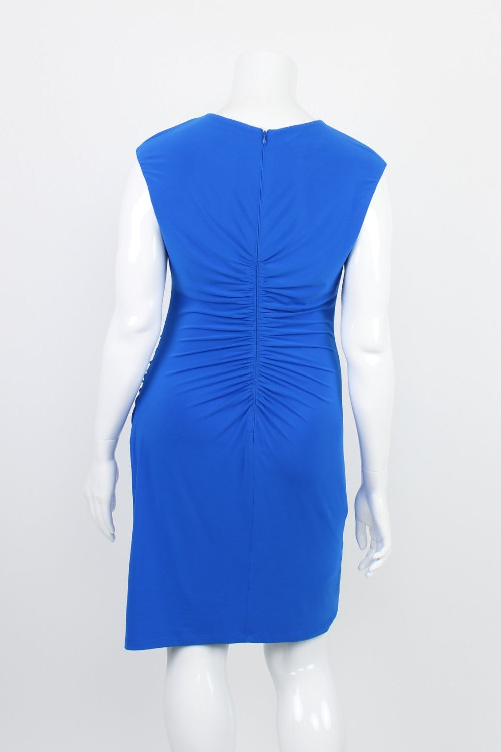 Montique Blue Sleeveless Ruched Side Dress 18