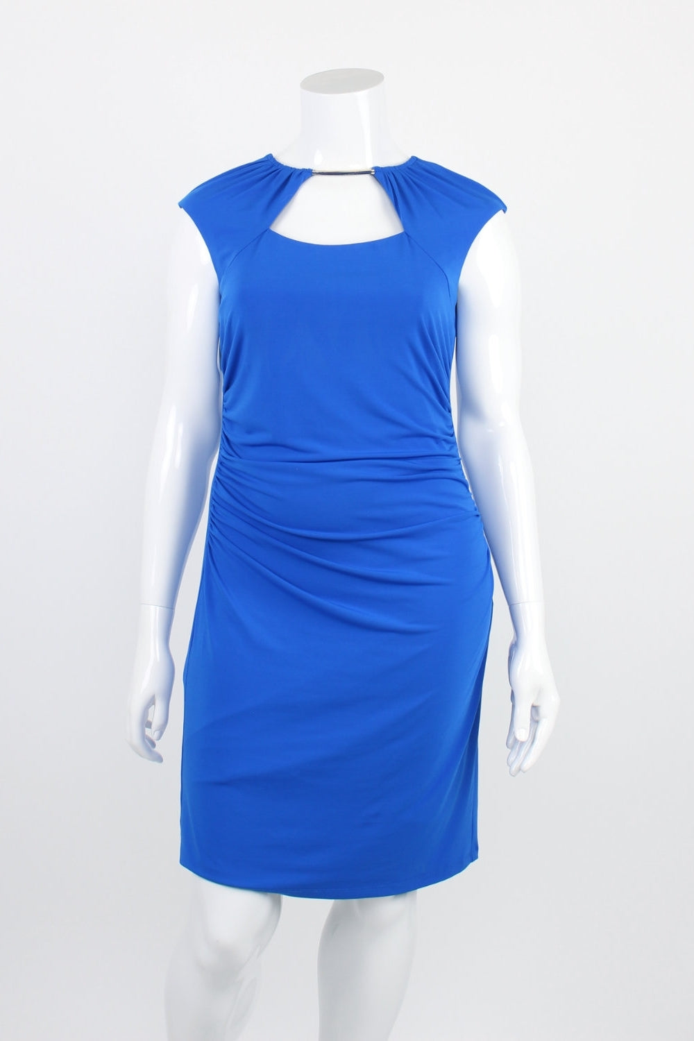 Montique Blue Sleeveless Ruched Side Dress 18