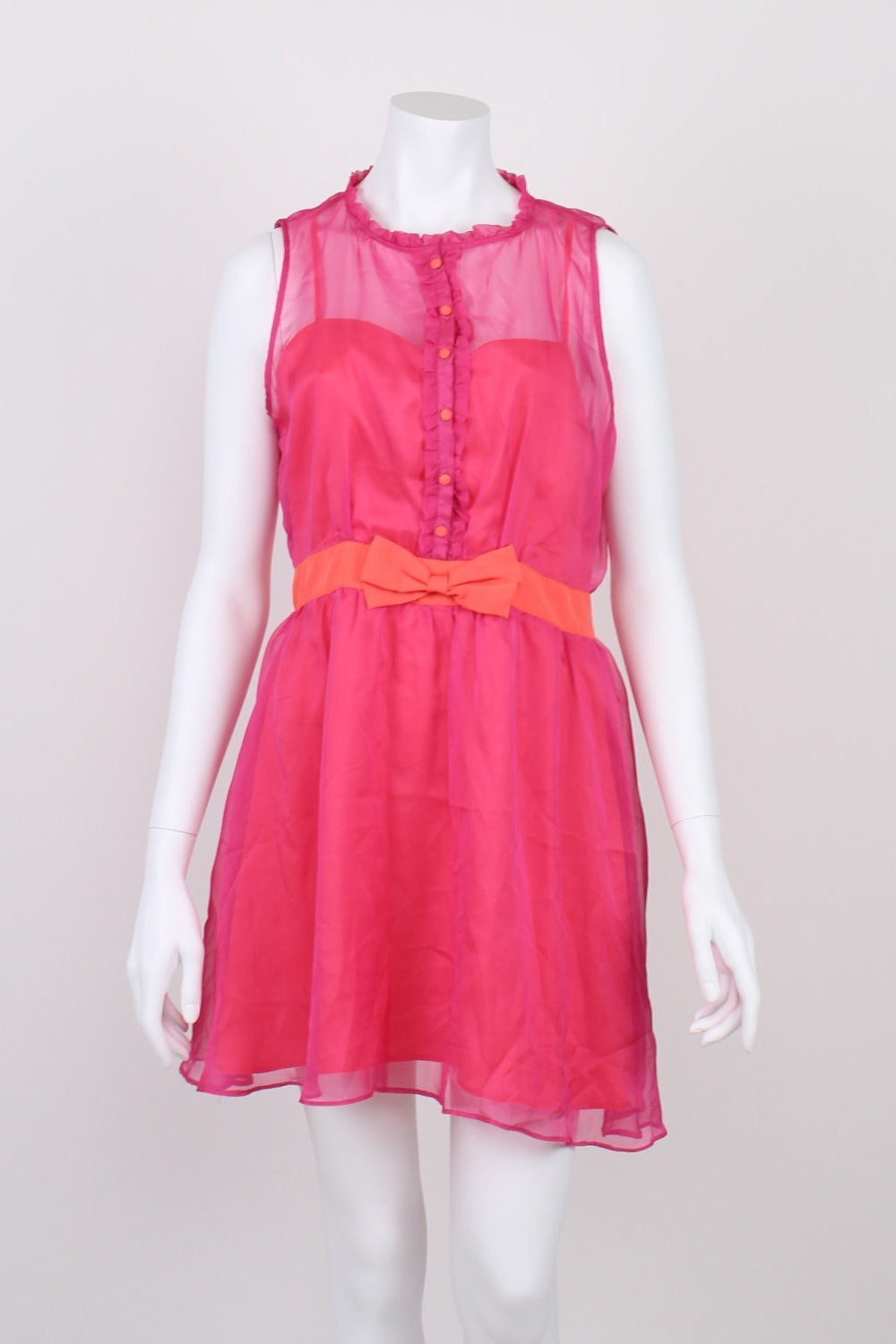 Miss Shop Pink Sleeveless Button Front Dress 14
