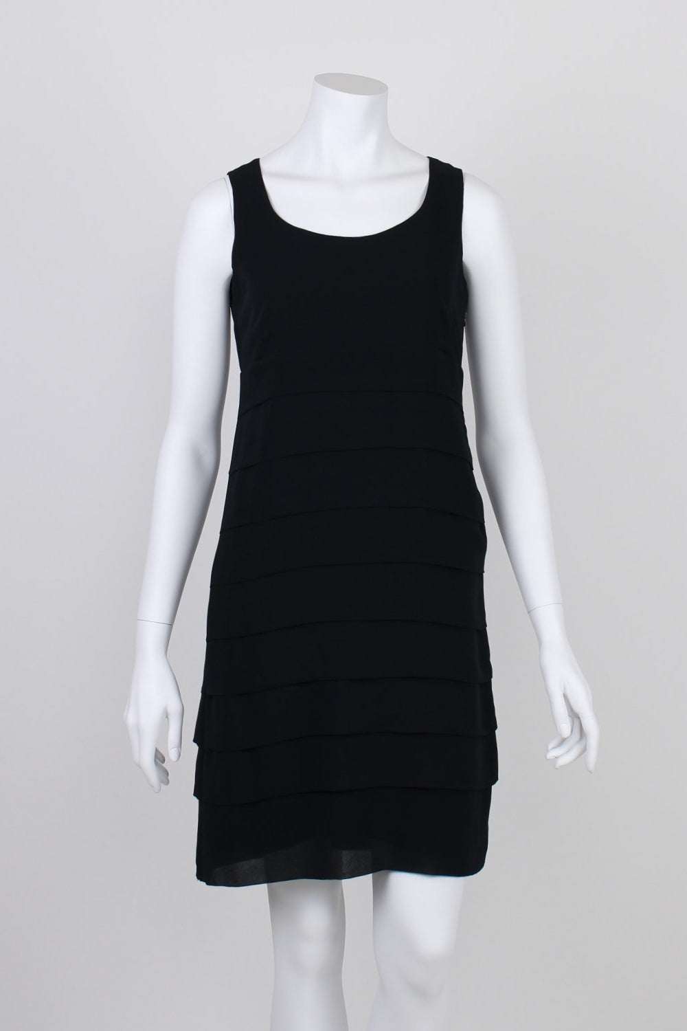 Jacqui E Black Sleeveless Layered Dress 6