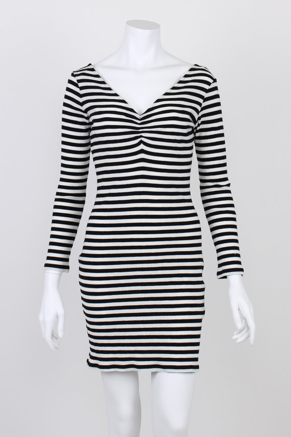 &amp; Other Stories Striped Ribbed Bodycon Black And White  Dress 12