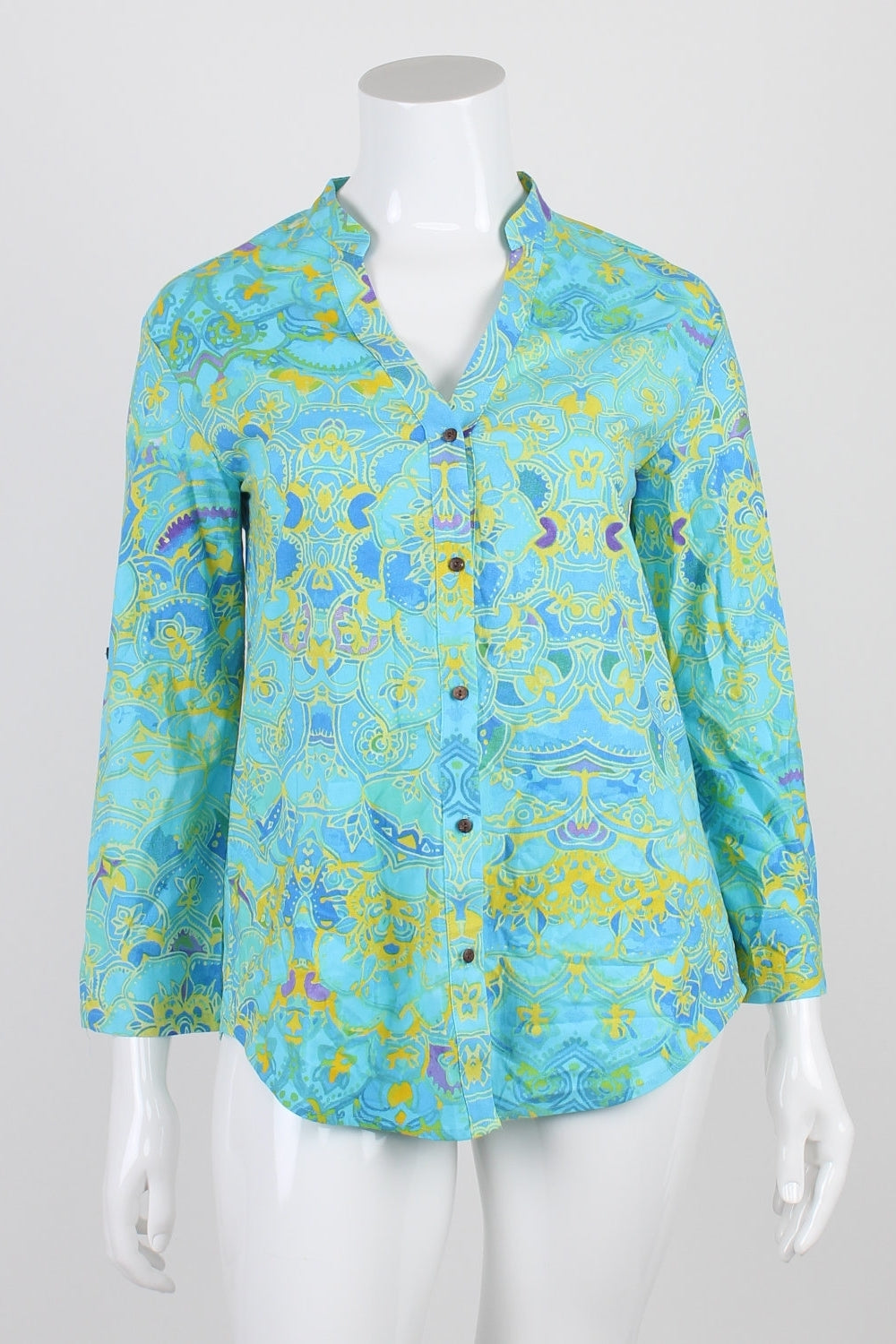Tendency Blue Patterned Button-Up Shirt 8