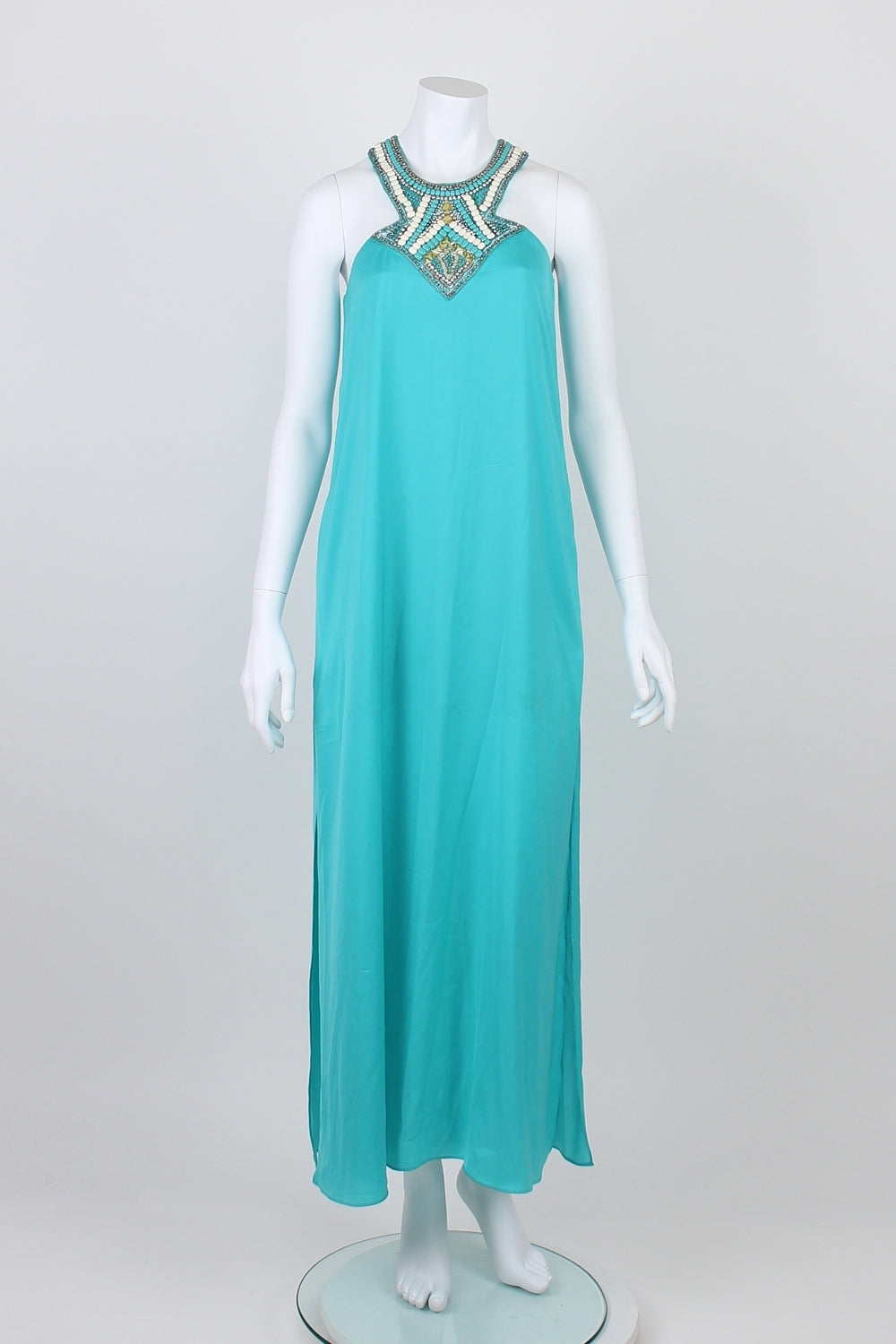 Forever New Turquoise Beaded Maxi Dress 8