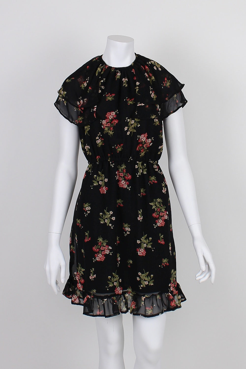 Piper Black Floral Ruffle Detail Dress 8