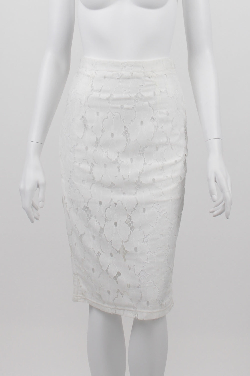 Otto Mode White Lace Midi Skirt 8