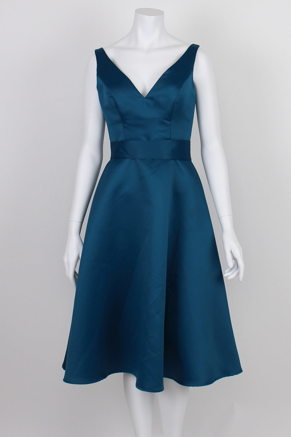 Mori Lee By Madeline Gardner Teal Satin Midi Dress 10