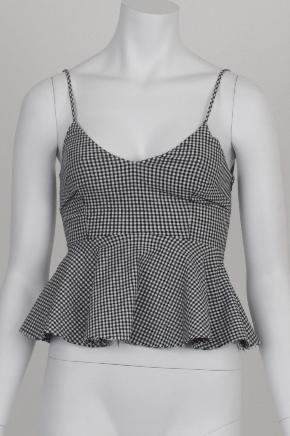 Lulu &amp; Rose Black and White Check Peplum Top XXS