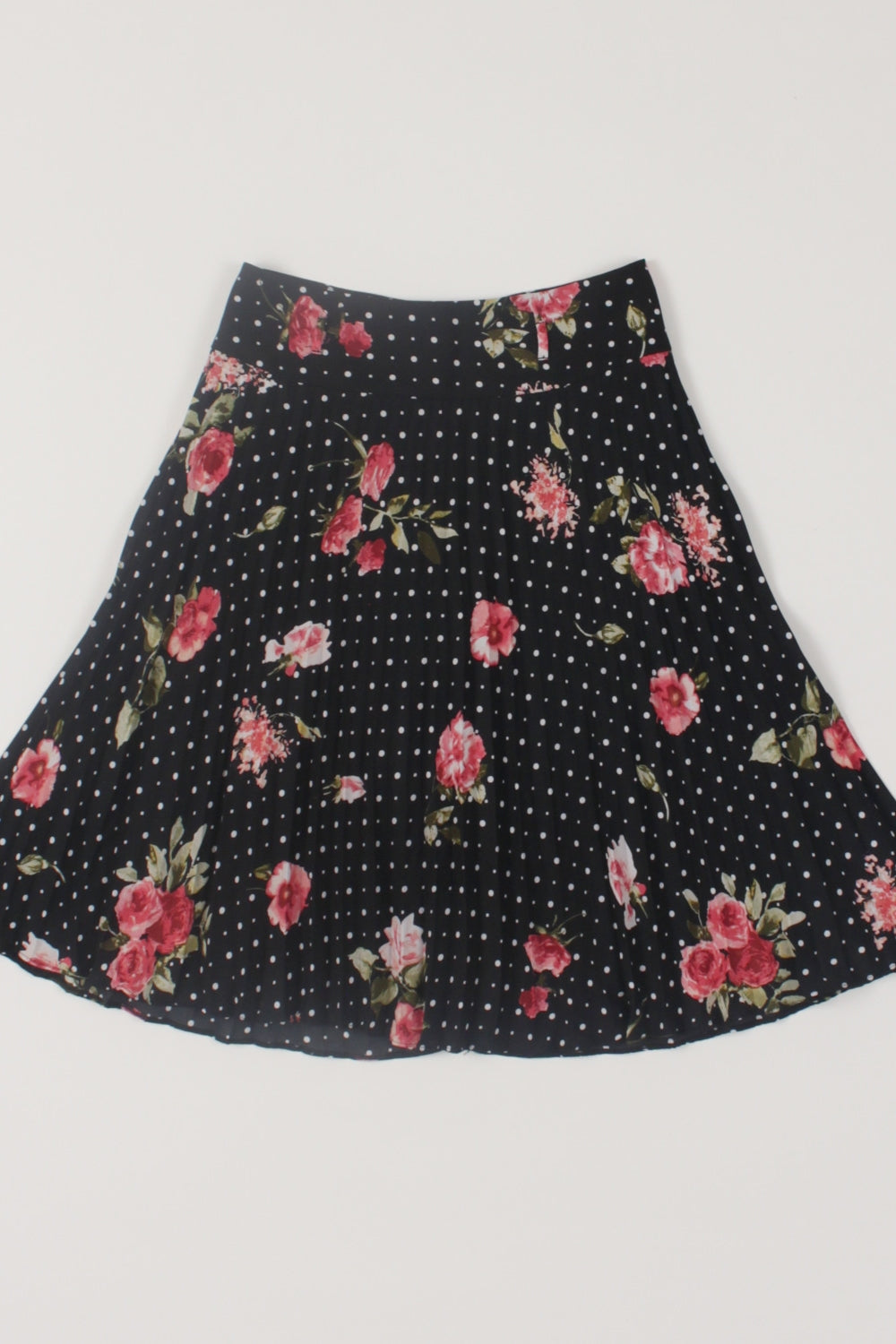 Review Black Floral Pleated Skirt 6