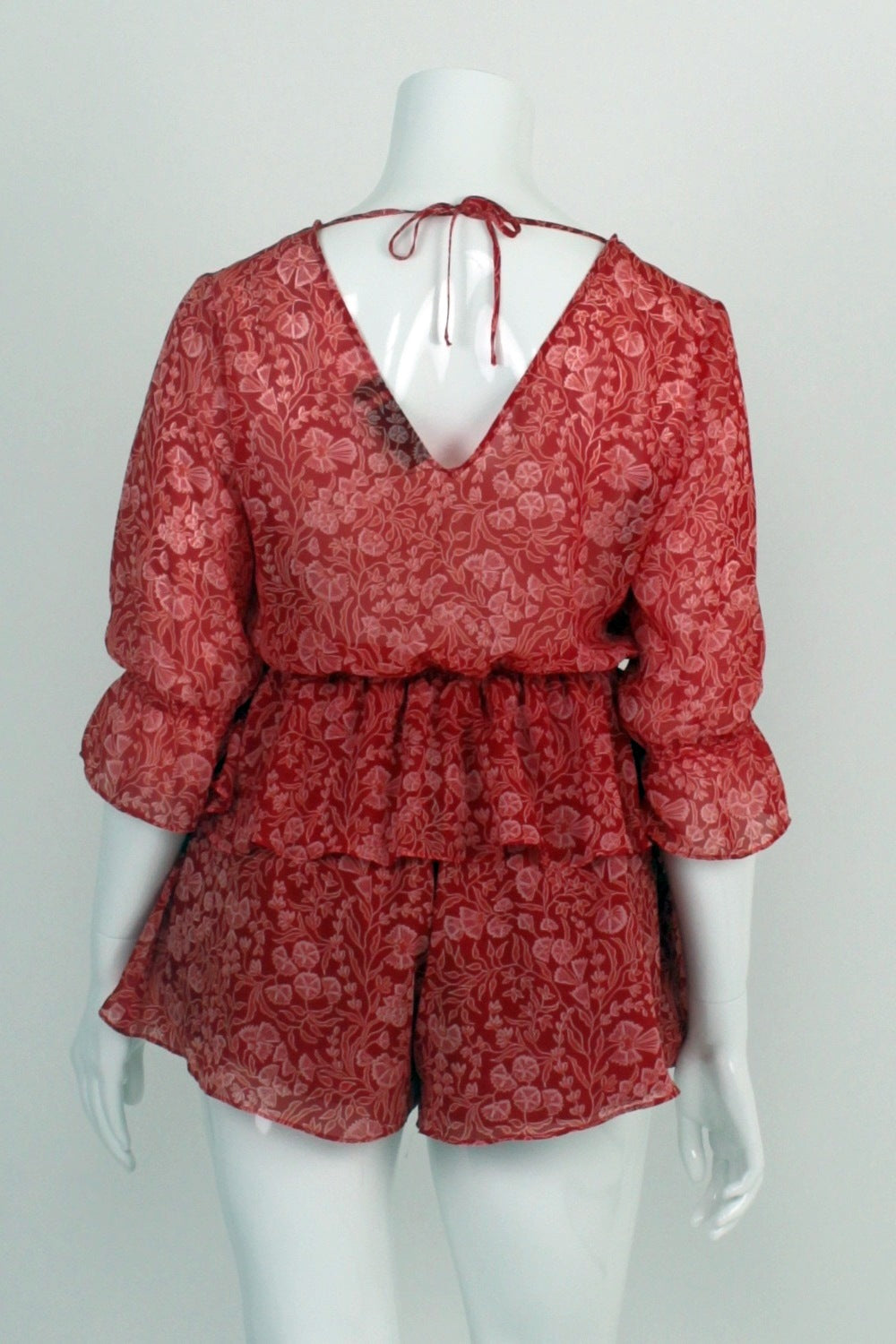 The Fifth Label Red Floral Ruffle Playsuit L