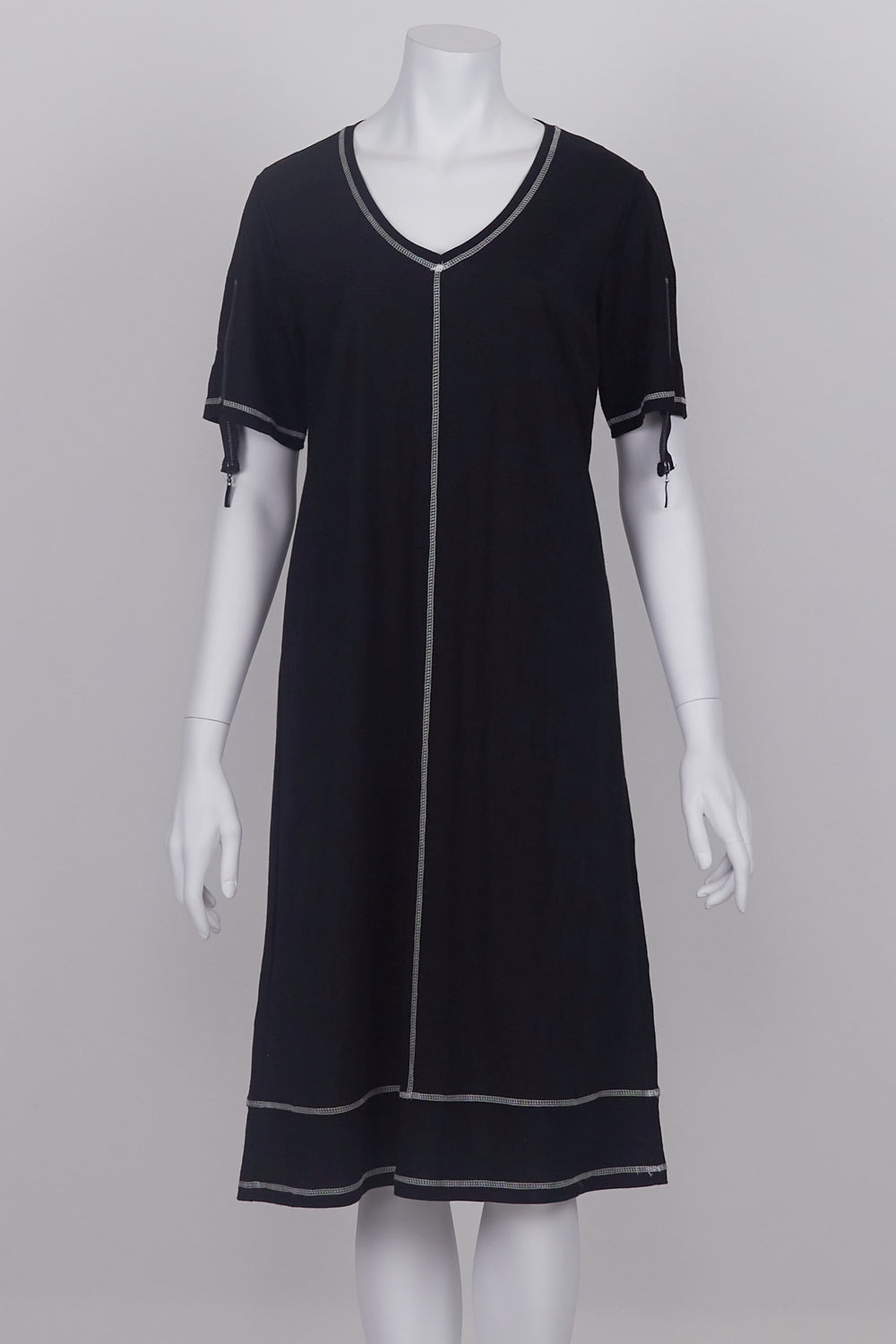 Luna Sky Black With White Contrast Stitch Dress 10