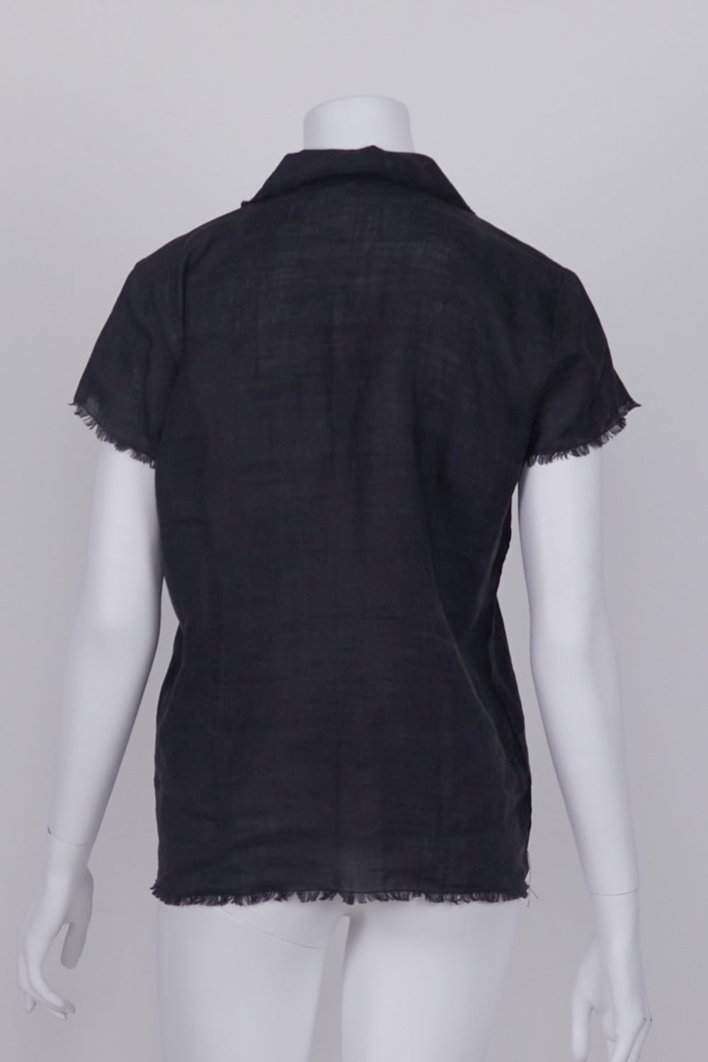 Sandra Steiner Black Frayed Button-Up Shirt S