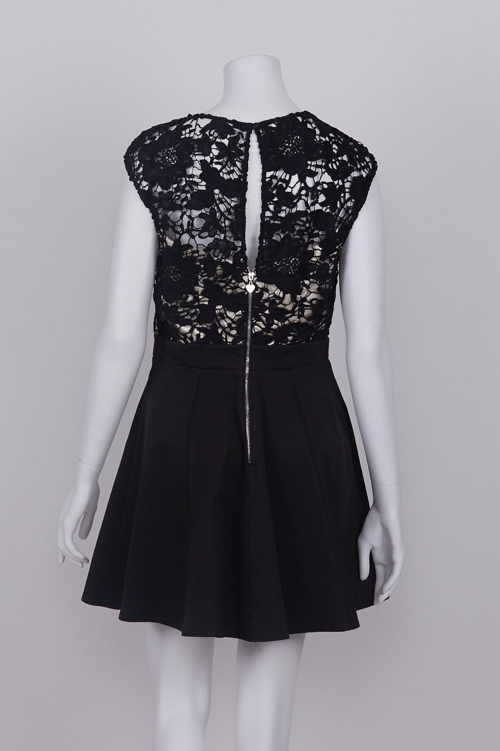 Lipsy Black Lace Pleated Dress 12