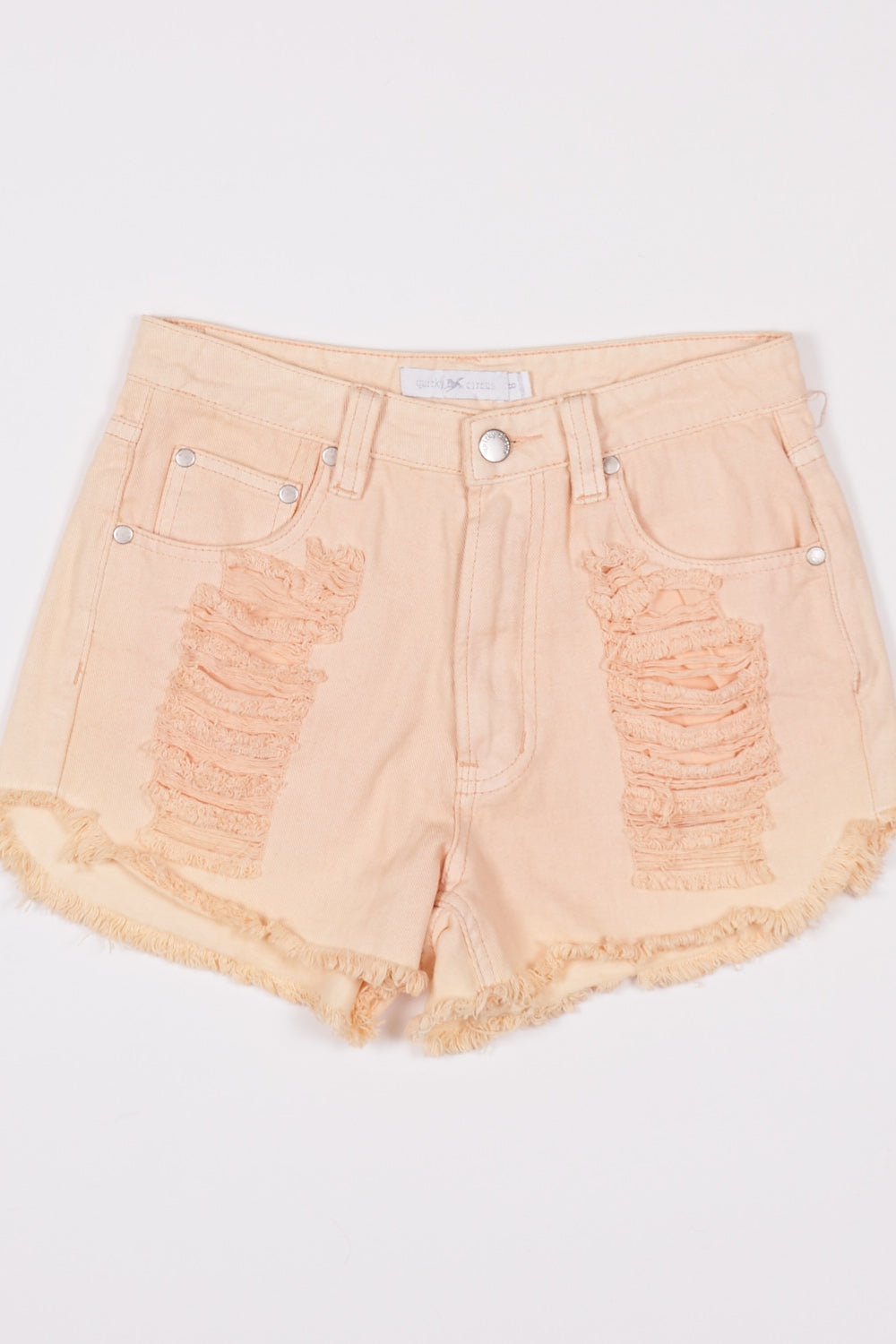 Quirky Circus Yellow Distressed Denim Shorts AU 8 / 26