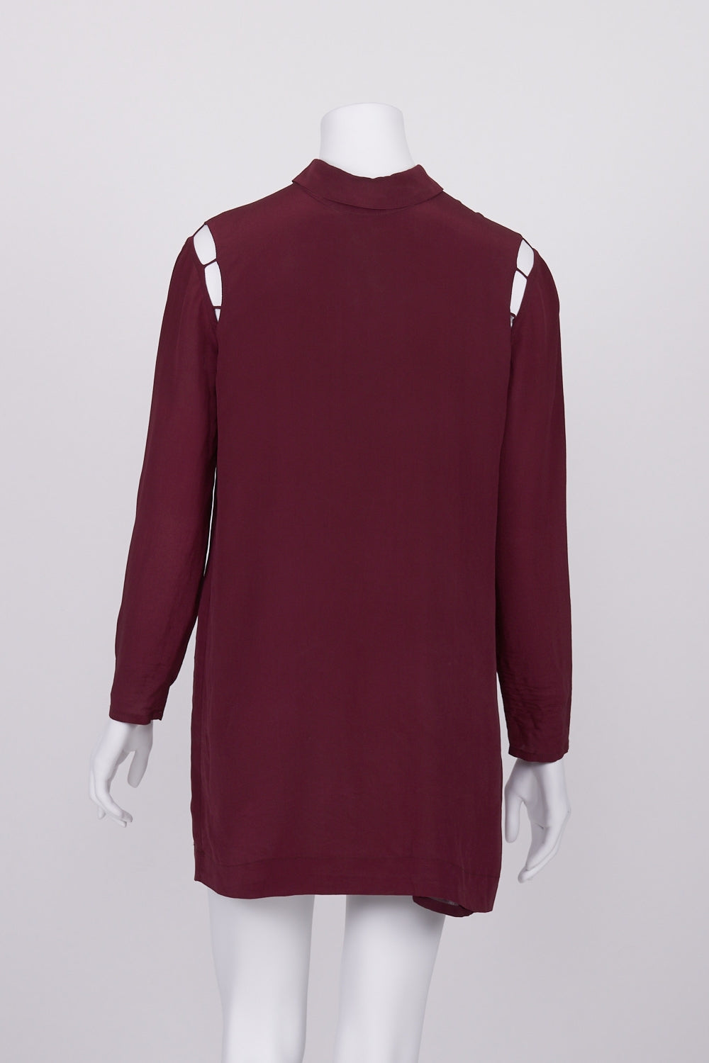 Liam Maroon Long Sleeve Silk Dress 10