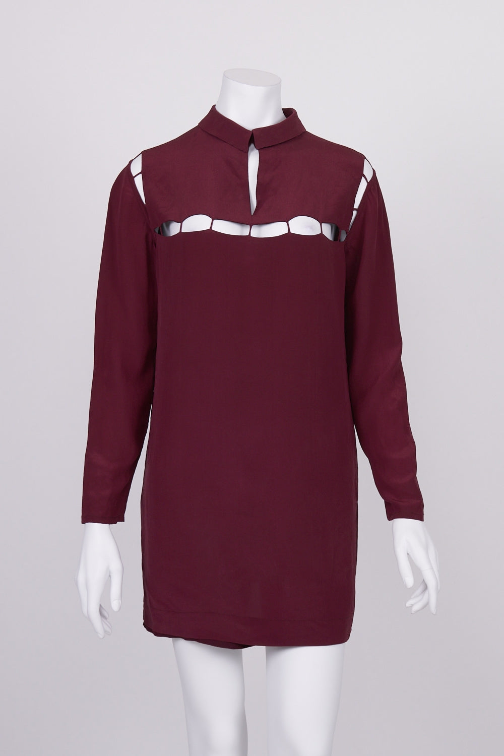 Liam Maroon Long Sleeve Silk Dress 10