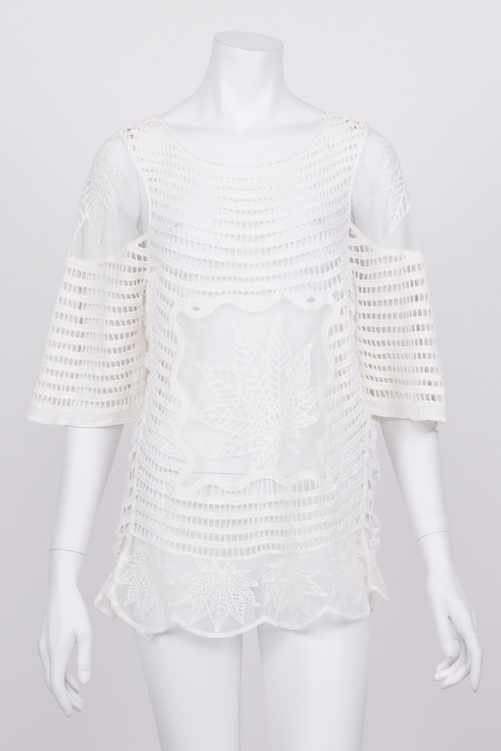 Olla Oh White Crochet Top M