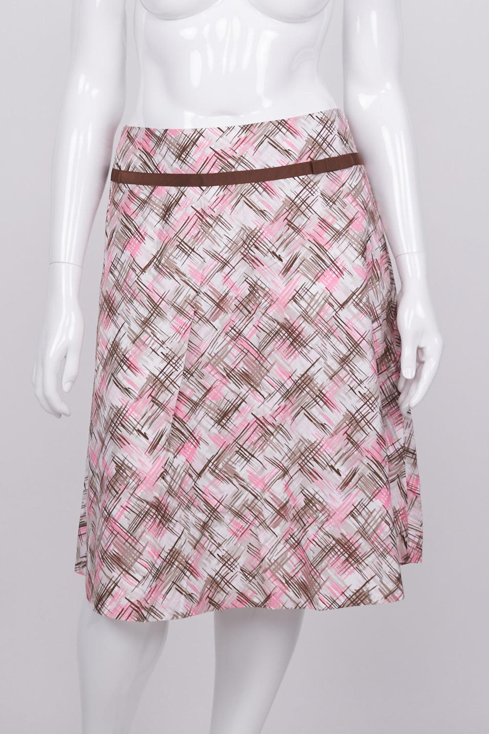 Jacqui E Pink And Brown Patterned Skirt 14