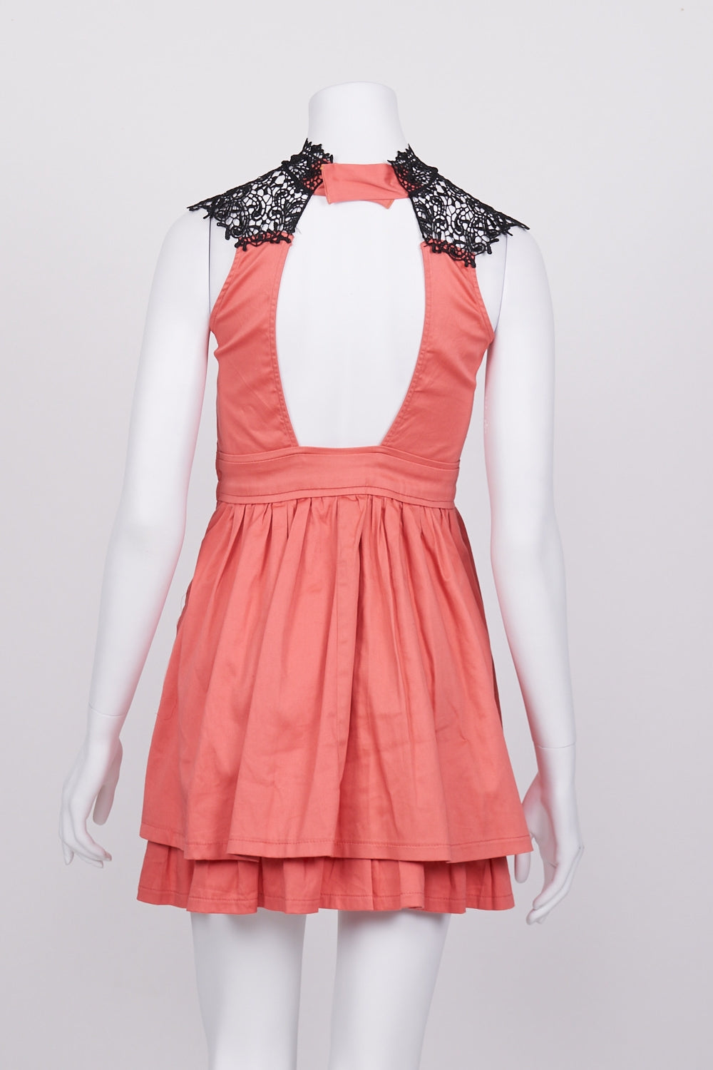 Angel Biba Coral Lace Front Mini Dress 8