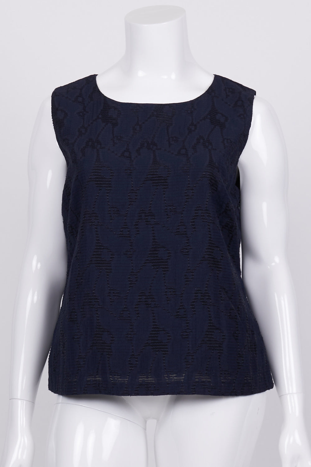 Jaeger Navy Patterned Sleeveless Top 16