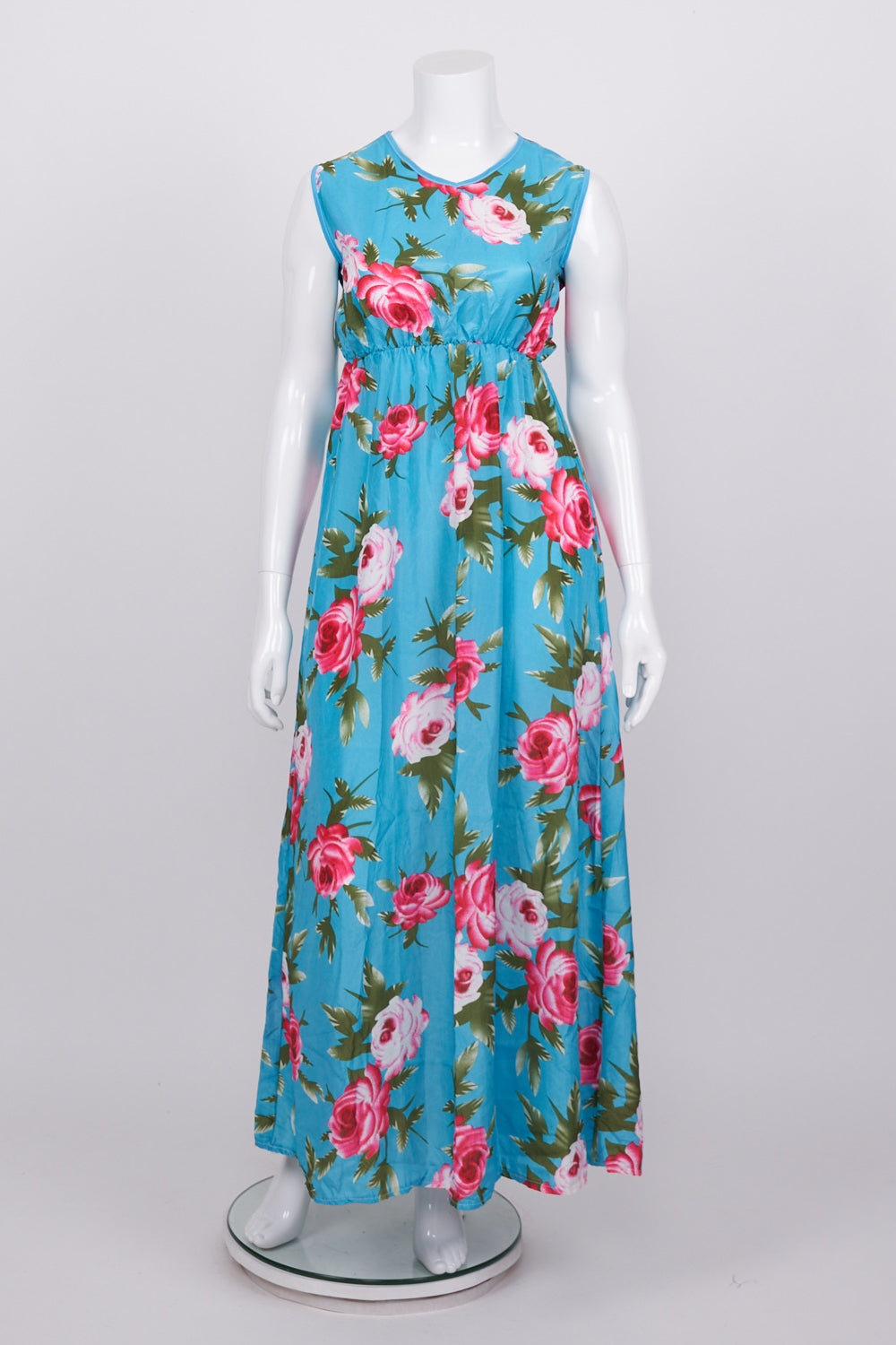 Eunice Lai Blue Floral Sleeveless Maxi Dress XL