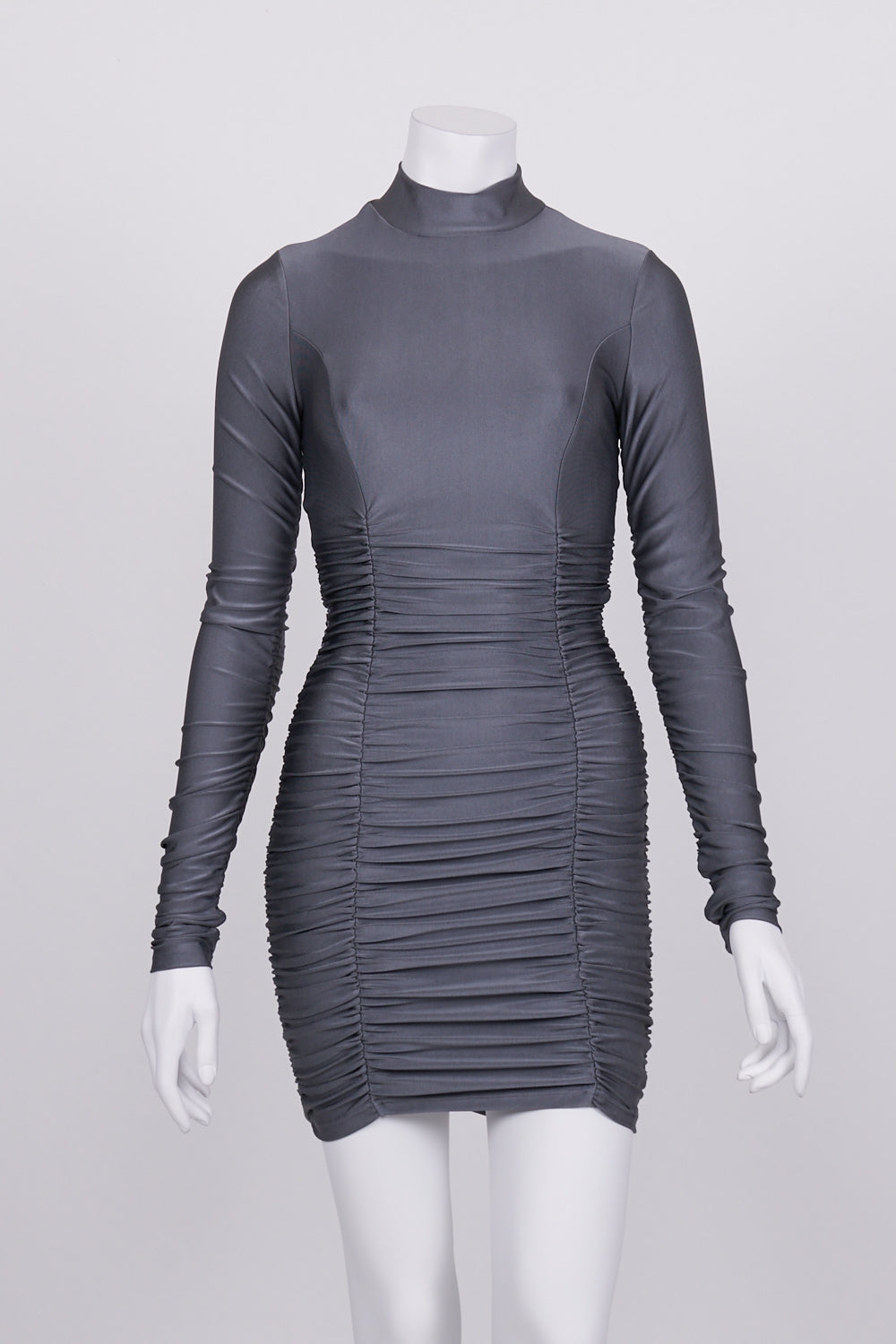 Tiger Mist Grey Ruched Bodycon Dress S