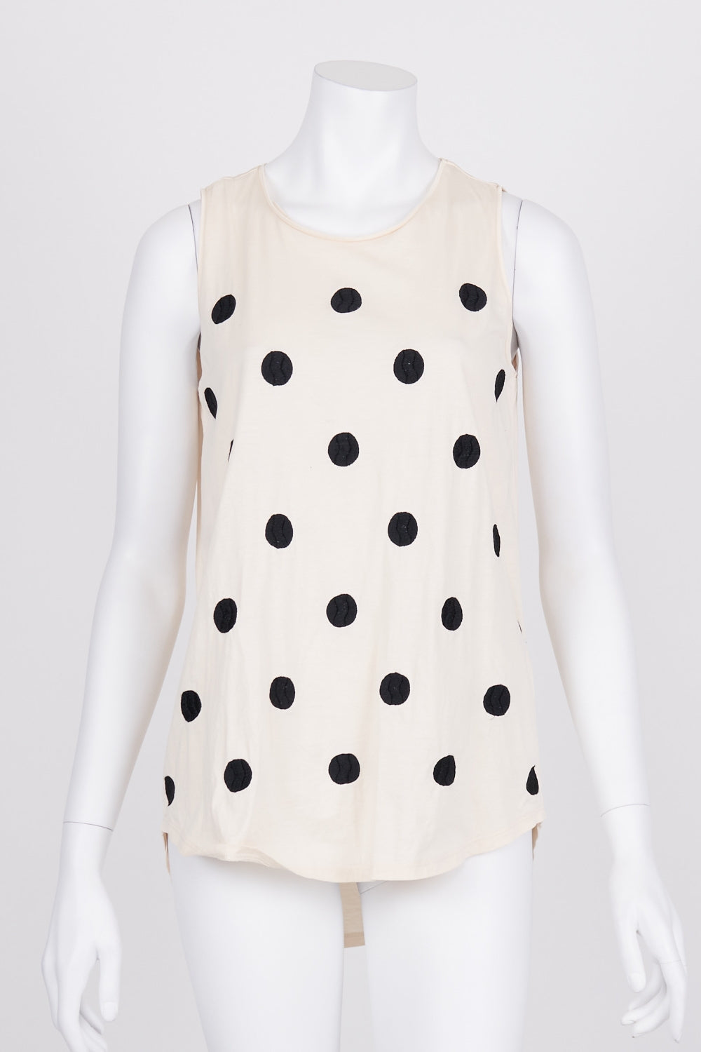 Country Road Polka Dot Pattern Front Sleeveless Top S