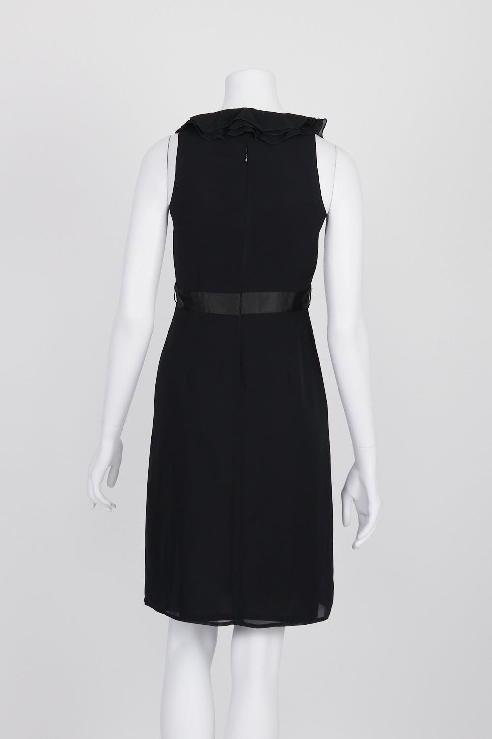 Review Black Ruffle Front Sleeveless Cocktail Dress 6