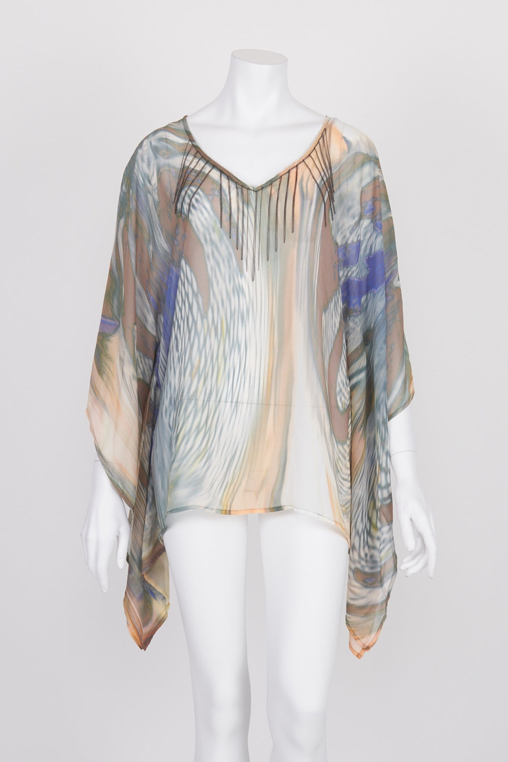 Nuqust Patterned Chain Detail Sheer Caftan 6