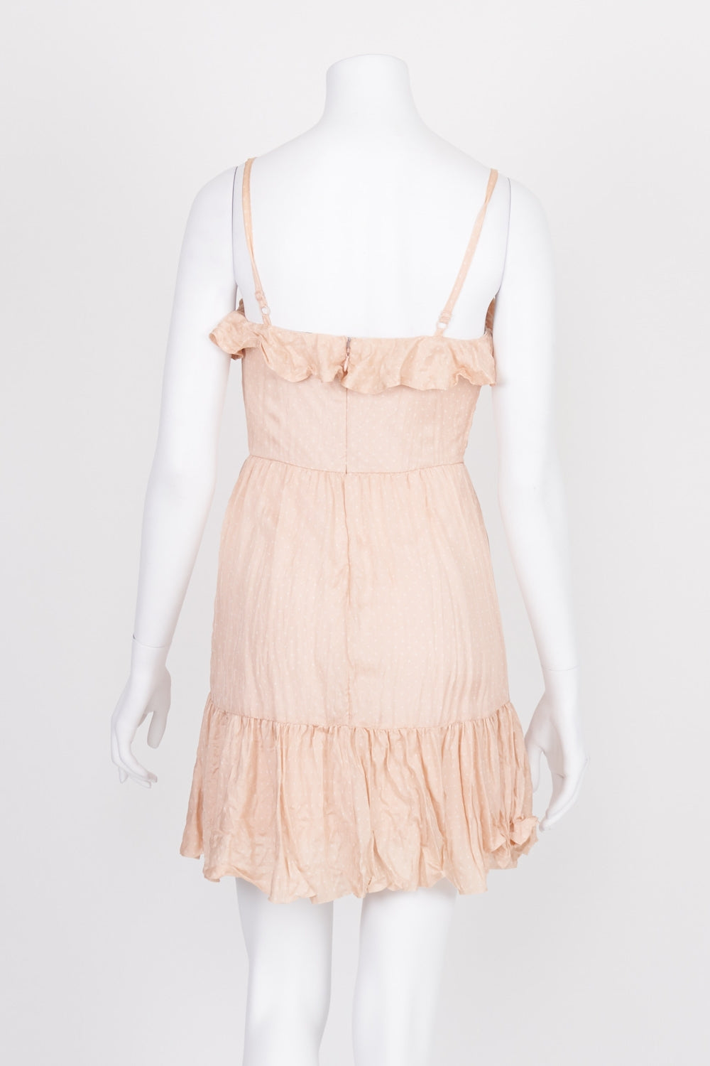 Bardot Pink Polka Dot Ruffle Detail Silk Dress 8