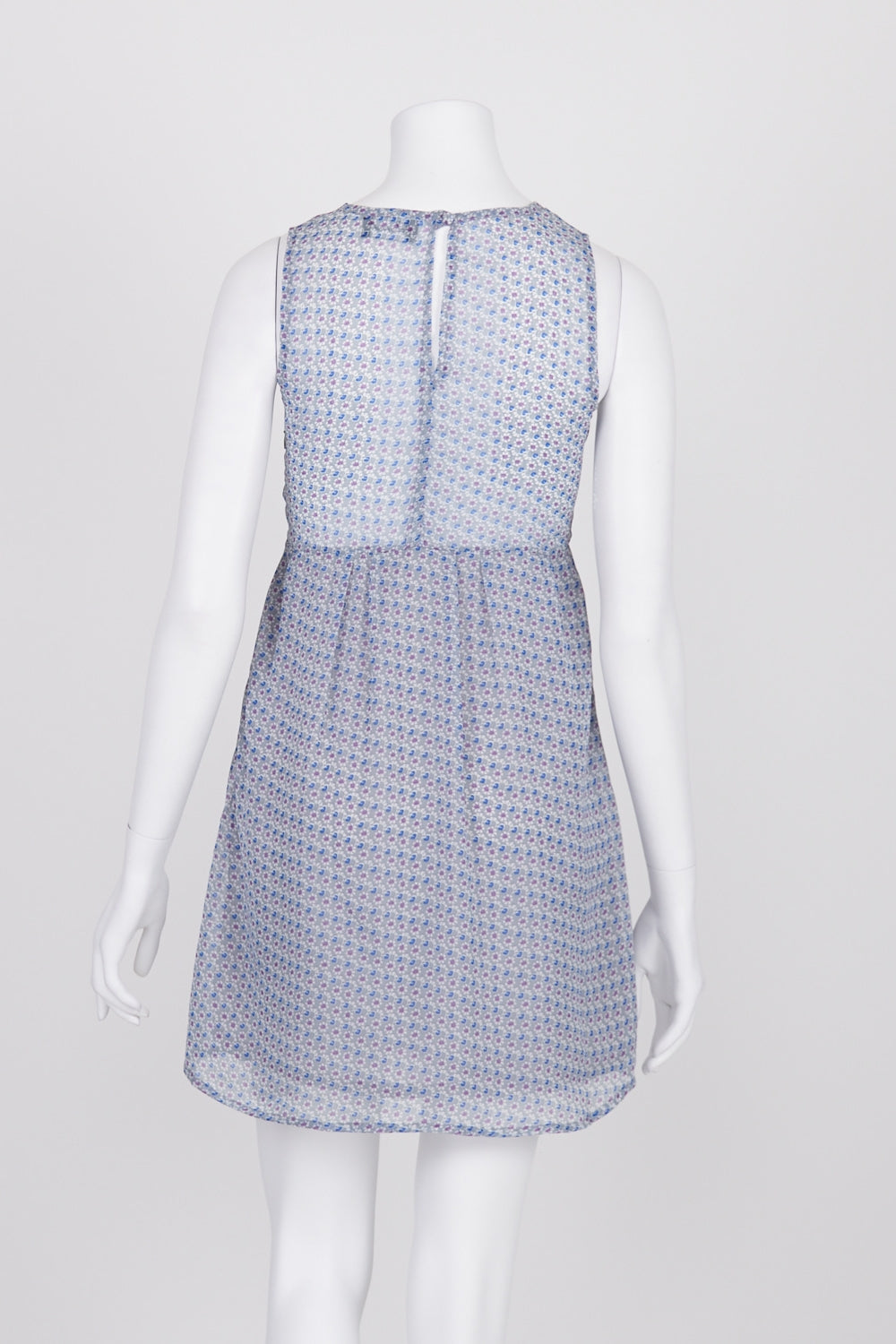 Revival Patterned Blue | Grey Pleated Front Dress 6