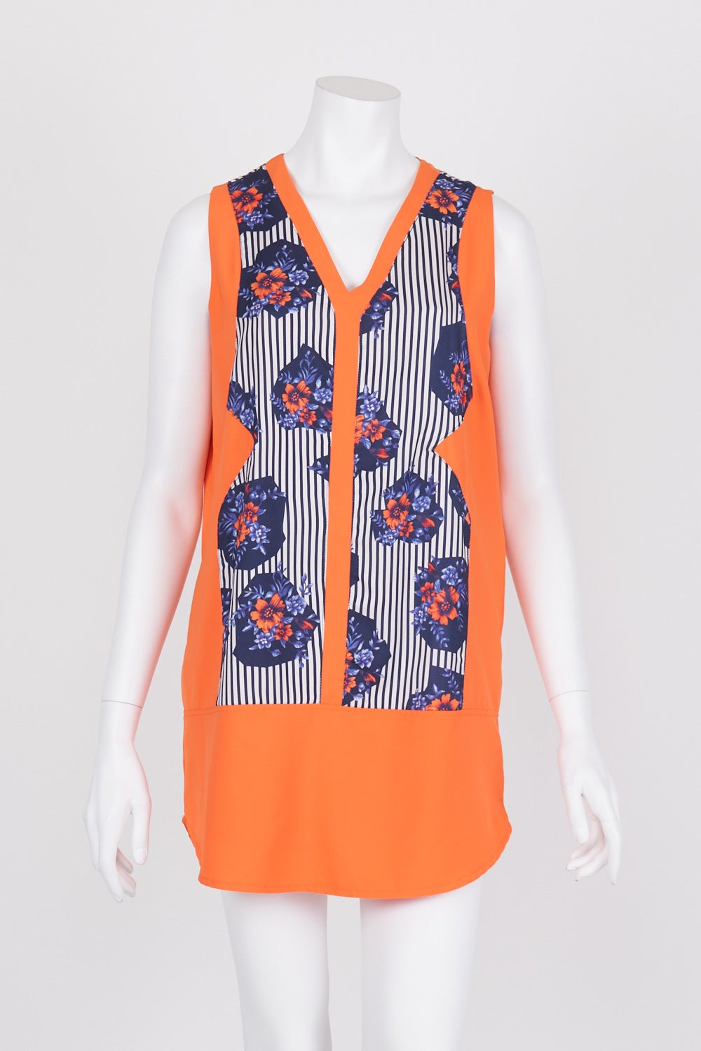 Angel Biba Orange Patterned Sleeveless Dress 8
