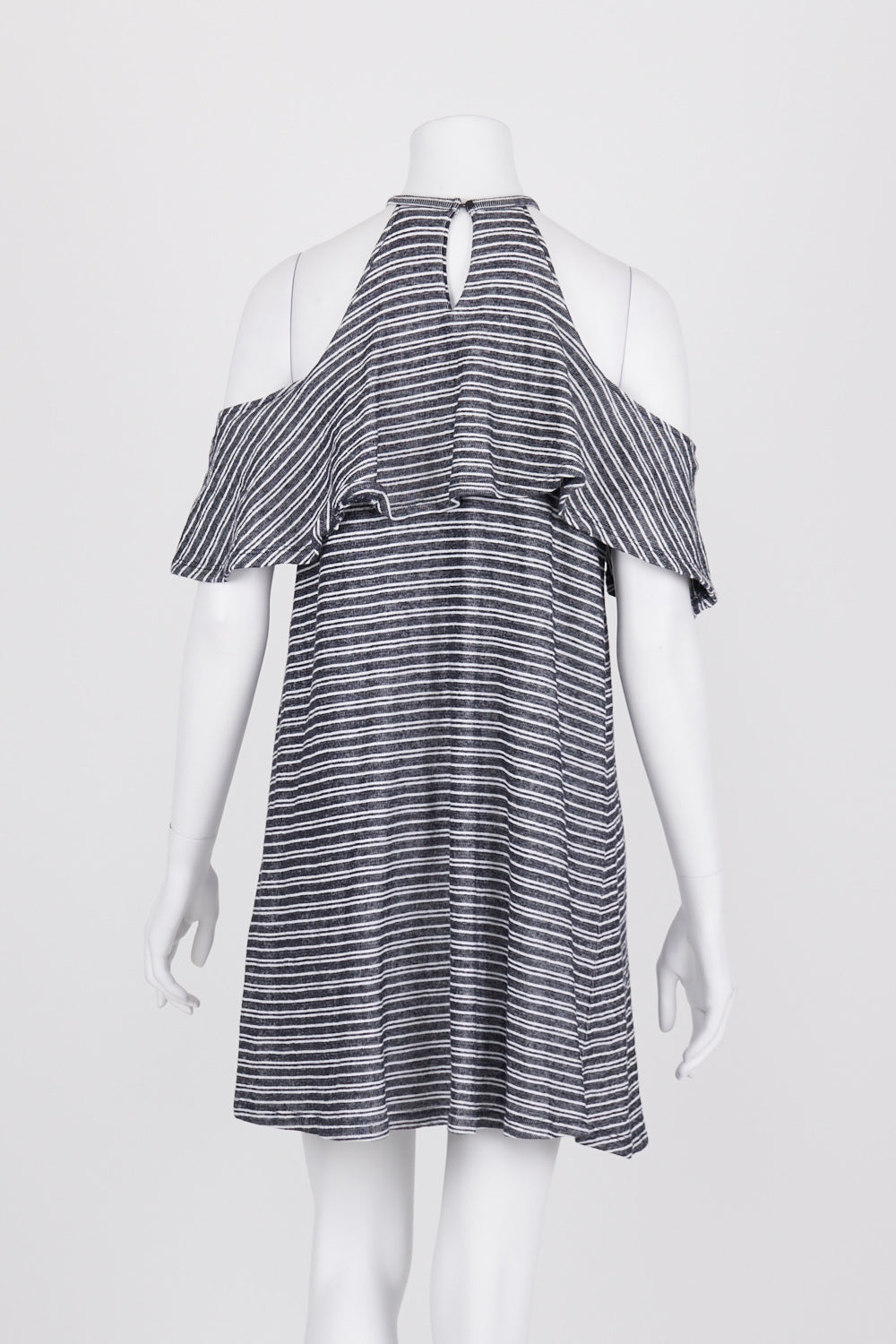 Seed Black and White Striped Ruffle Dress XS