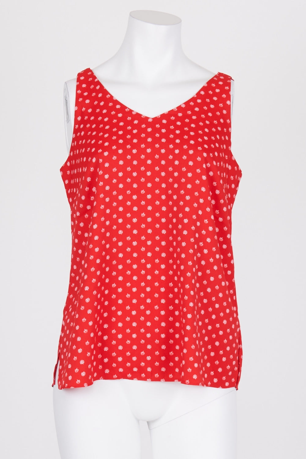 Basque Red Patterned Sleeveless Top 8