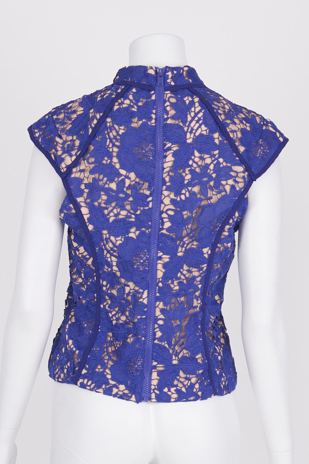 Cameo Blue Lace Cap Sleeve Top M