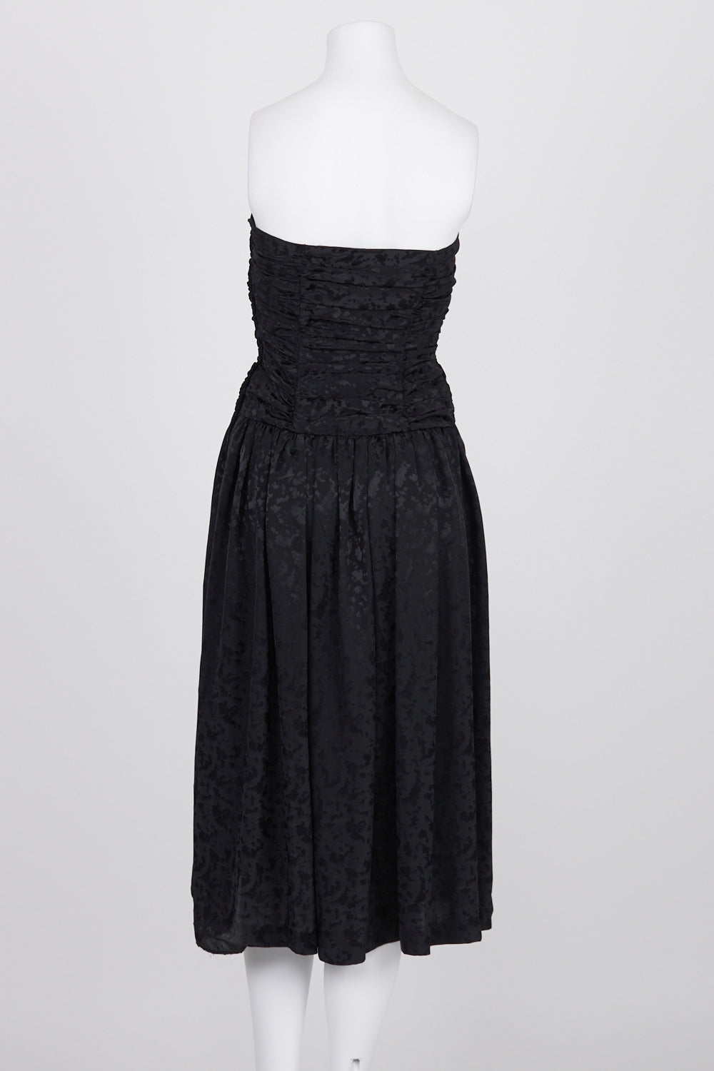 Mark Shaw Vintage Black Patterned Strapless Dress