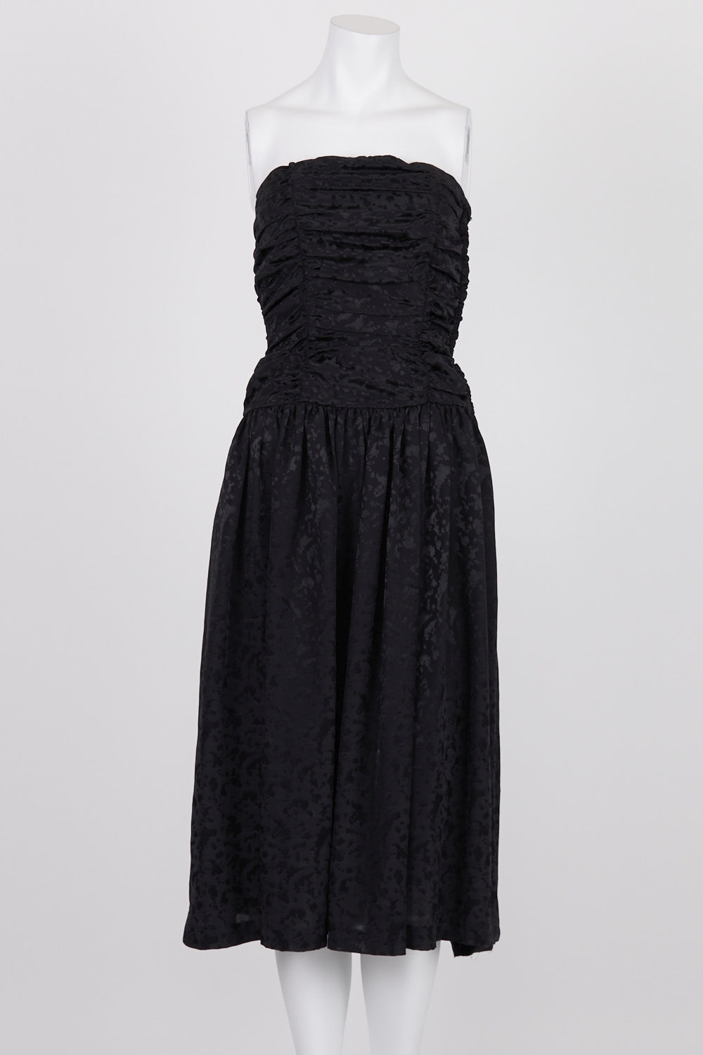 Mark Shaw Vintage Black Patterned Strapless Dress