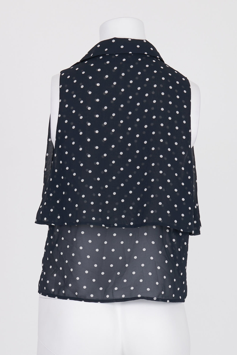 I Love H81 Navy Polka Dot Sheer Shirt L