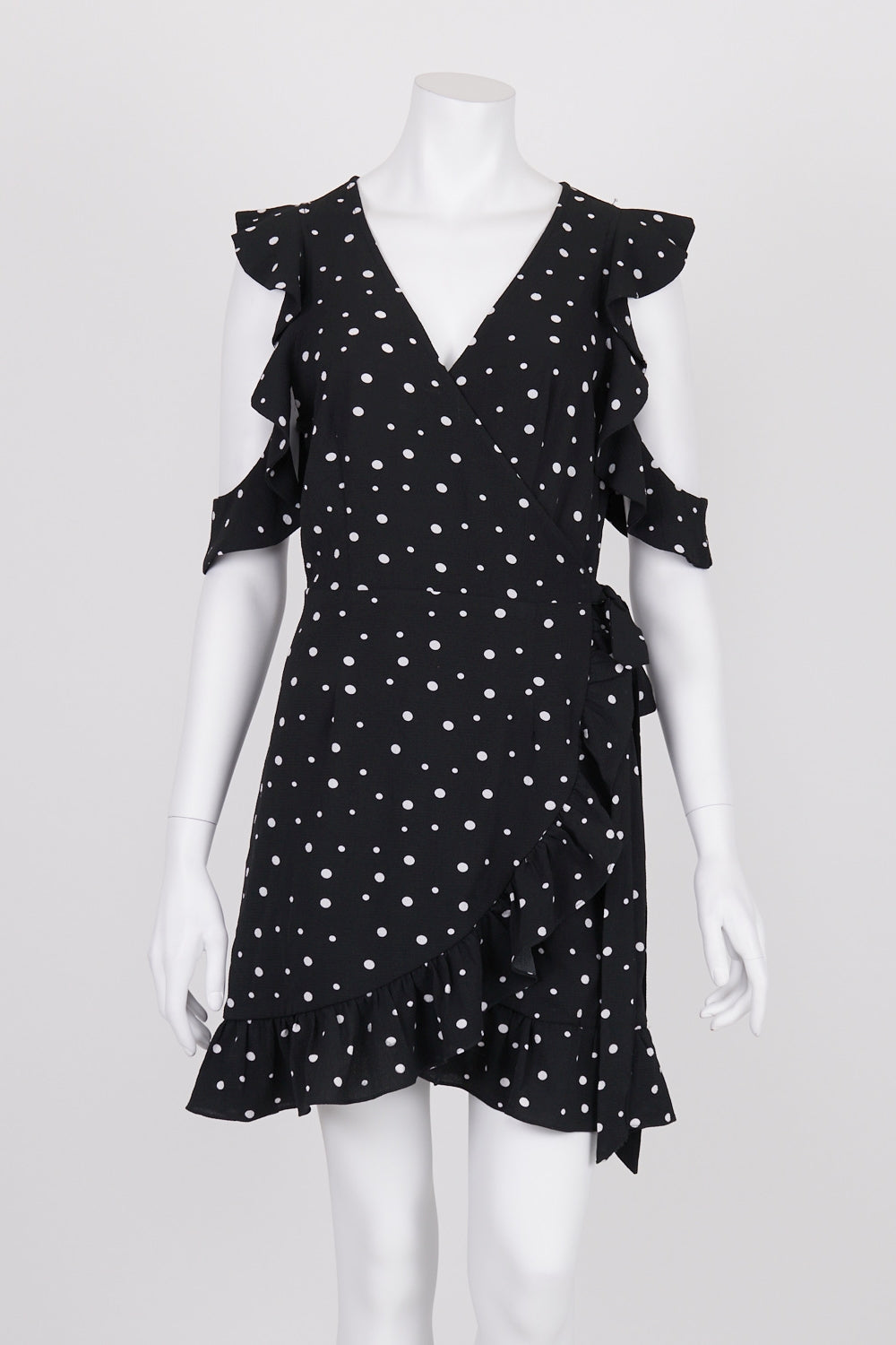 Evie Black Polka Dot Wrap Dress 10