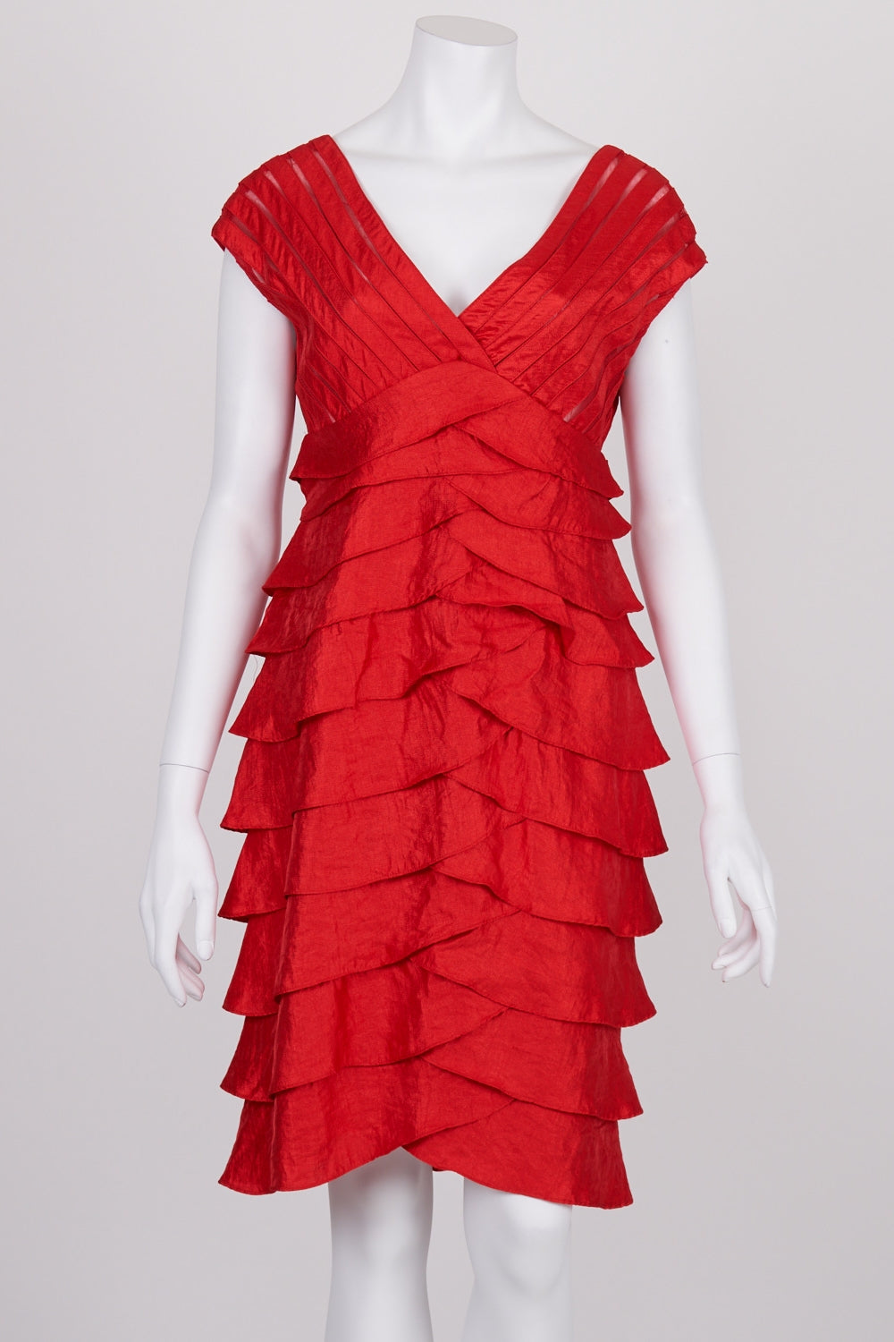 Vanilla Dream Red Layered Sleeveless Dress 12