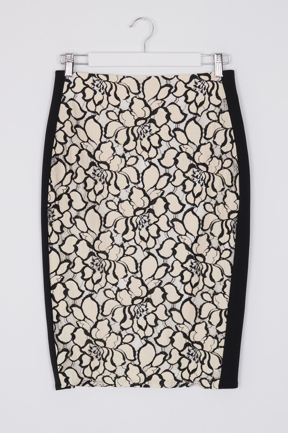 Lipsy Cream And Black Lace Midi Skirt 10