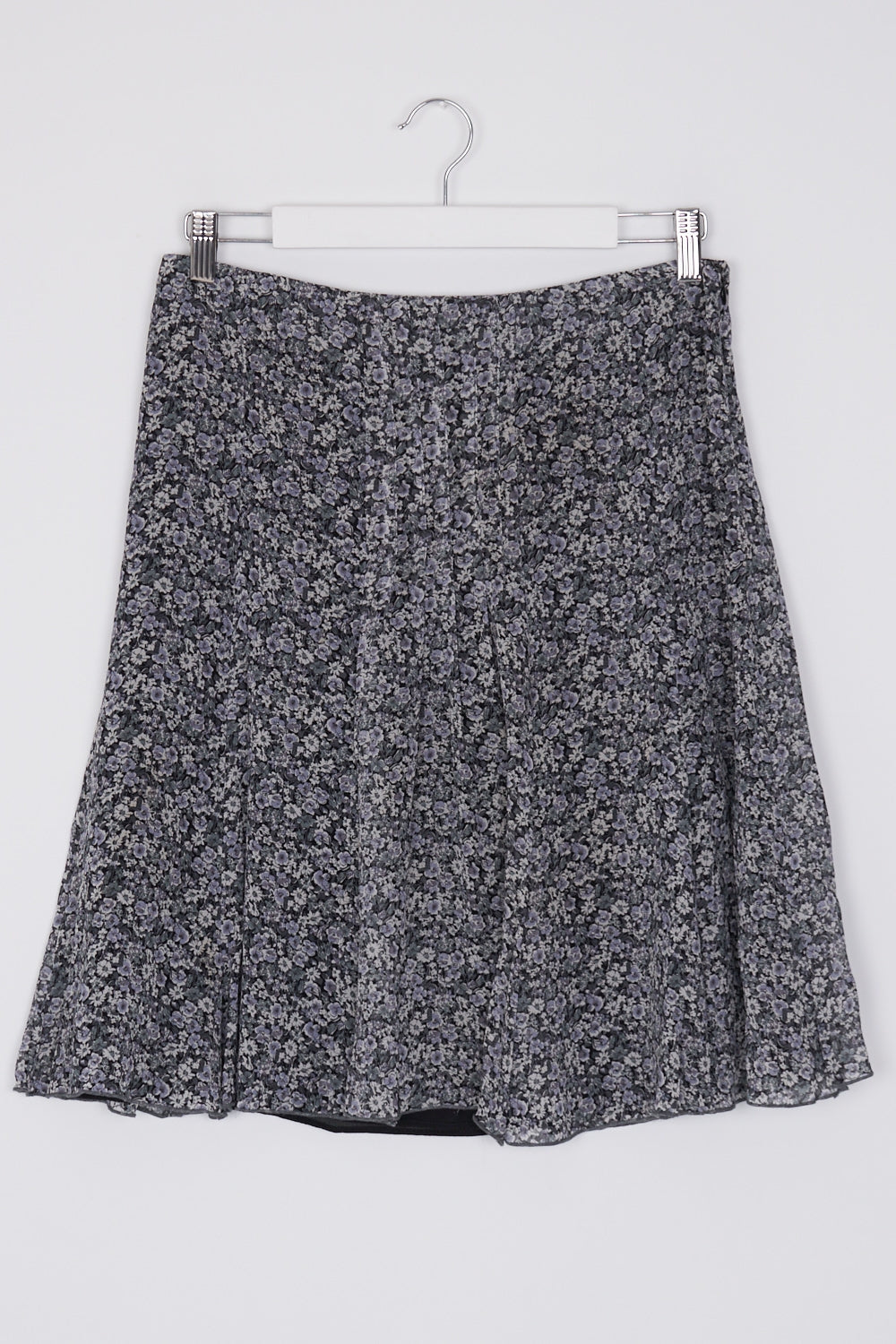 Caroll Blue Floral Silk Skirt 12