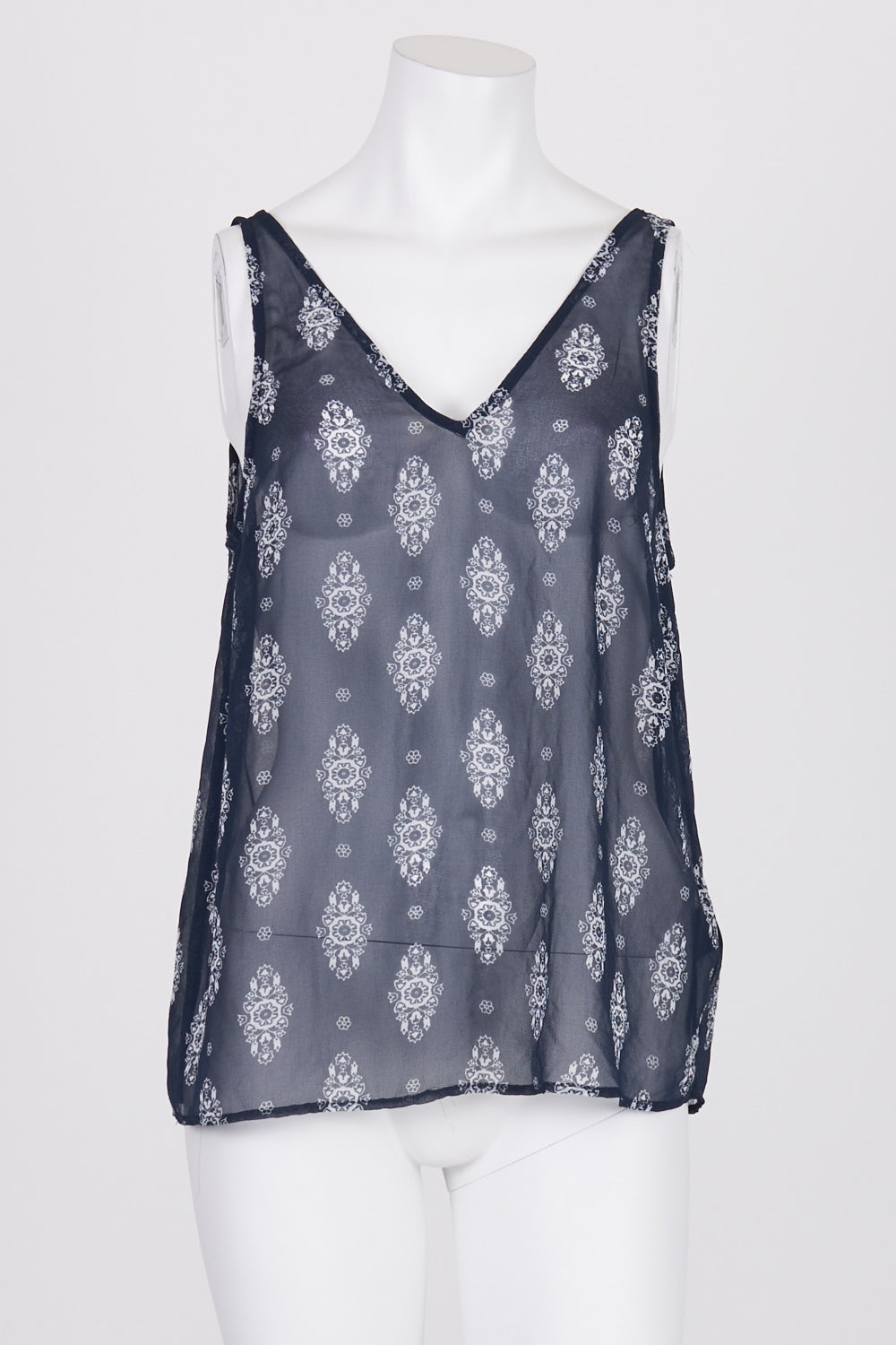 The Fifth Label Navy Patterned Sheer Top S