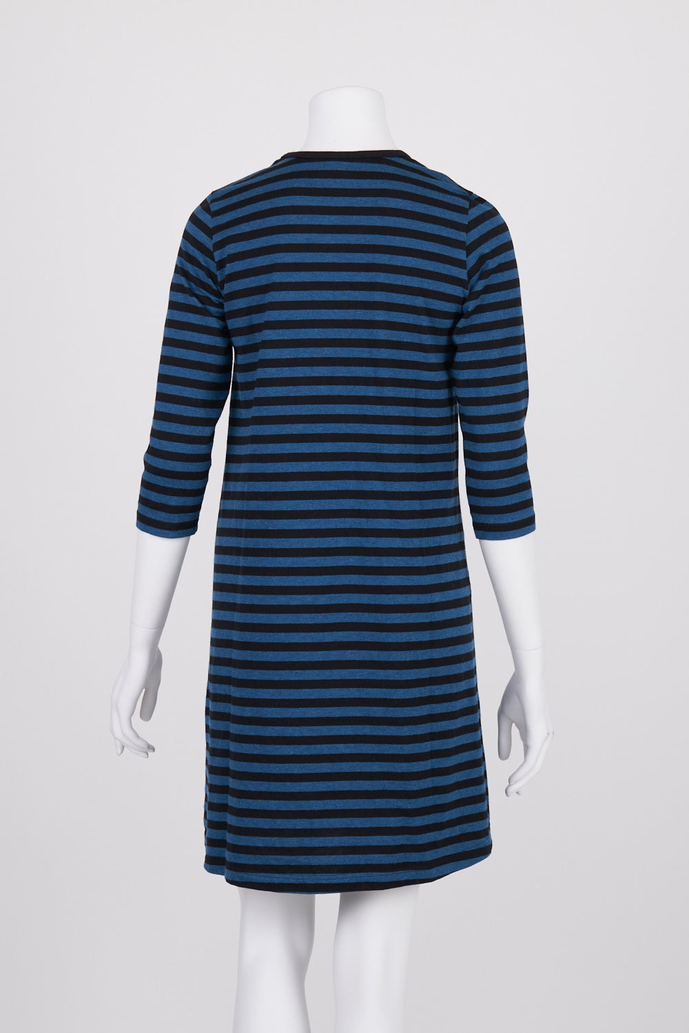 Marimekko Blue And Black Striped Long Sleeve Dress S