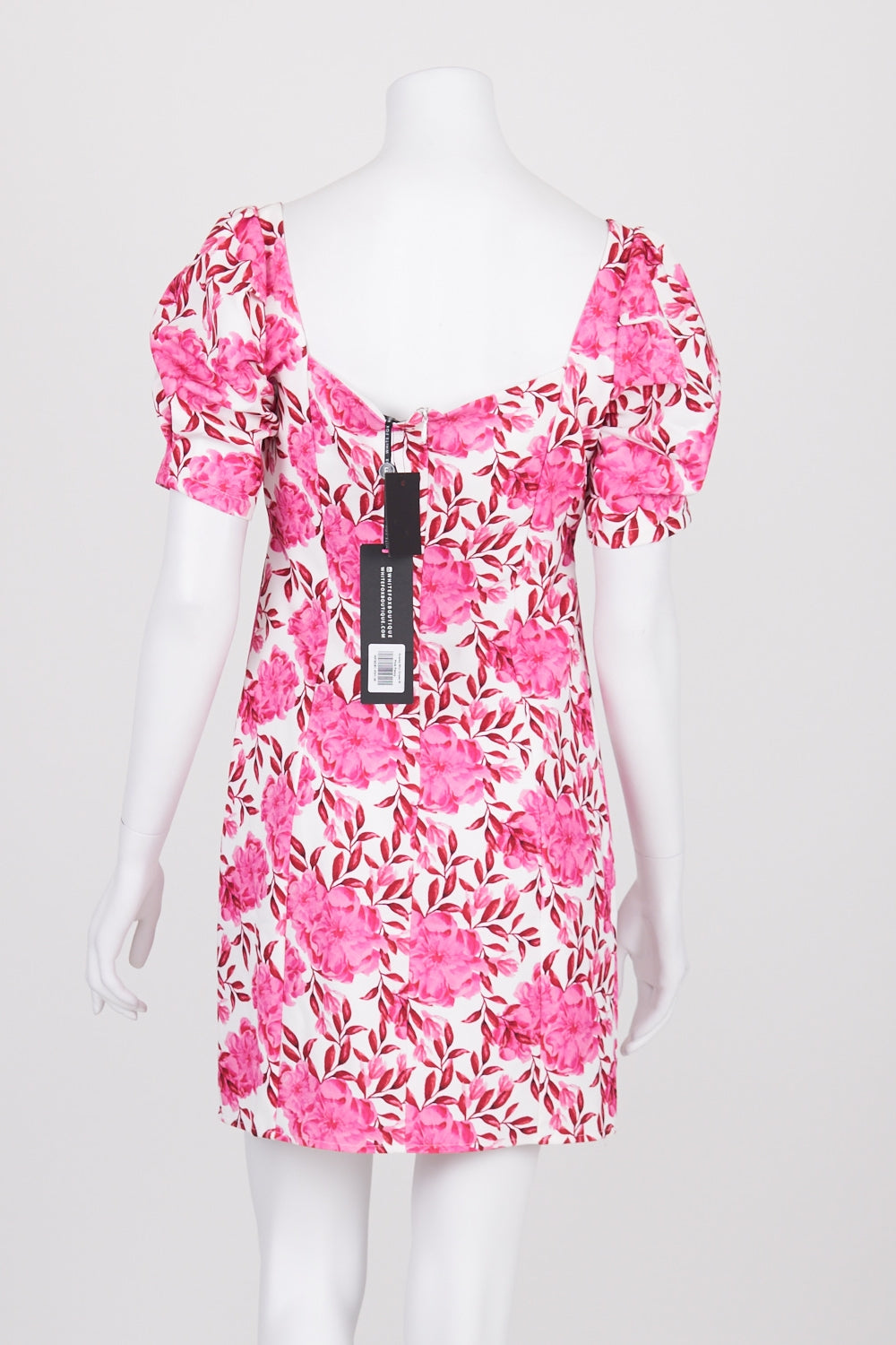White Fox White and Pink Floral Mini Dress M