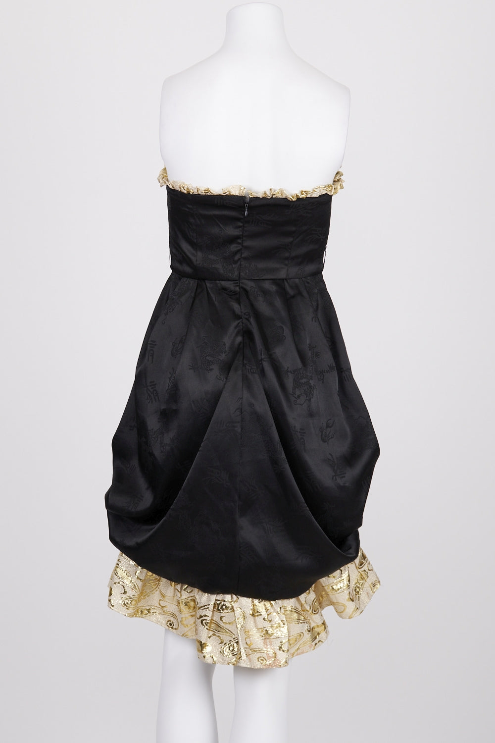 Emanuella Y Black And Gold Strapless Dress S