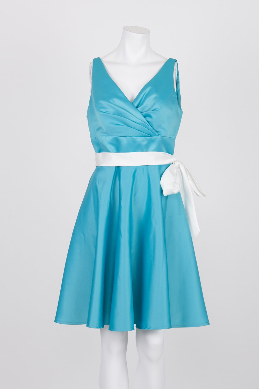 Mori Lee By Madeline Gardner Blue Sleeveless Dress 12 (with belt)