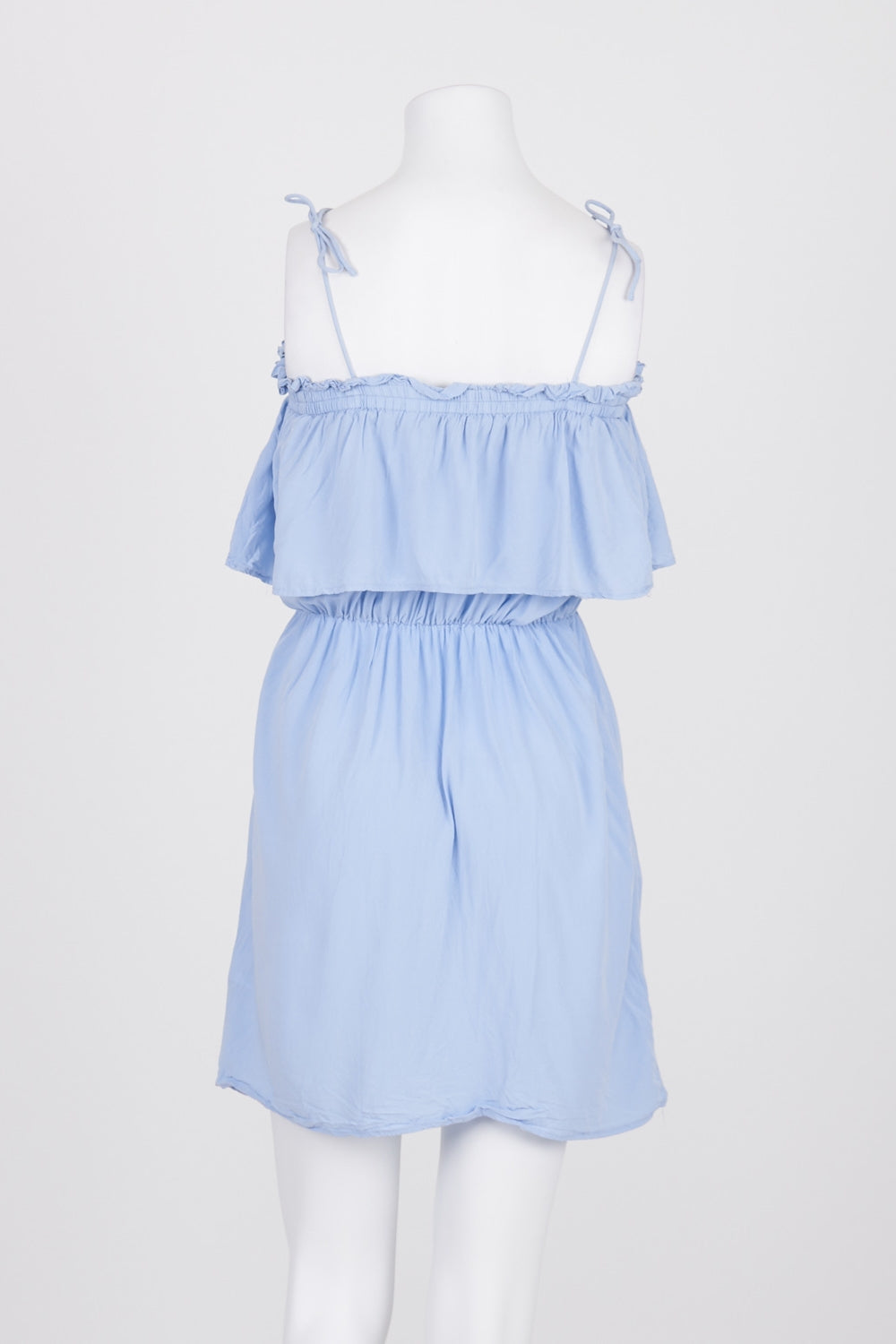 Bardot Blue Ruffle Neckline Mini Dress 8